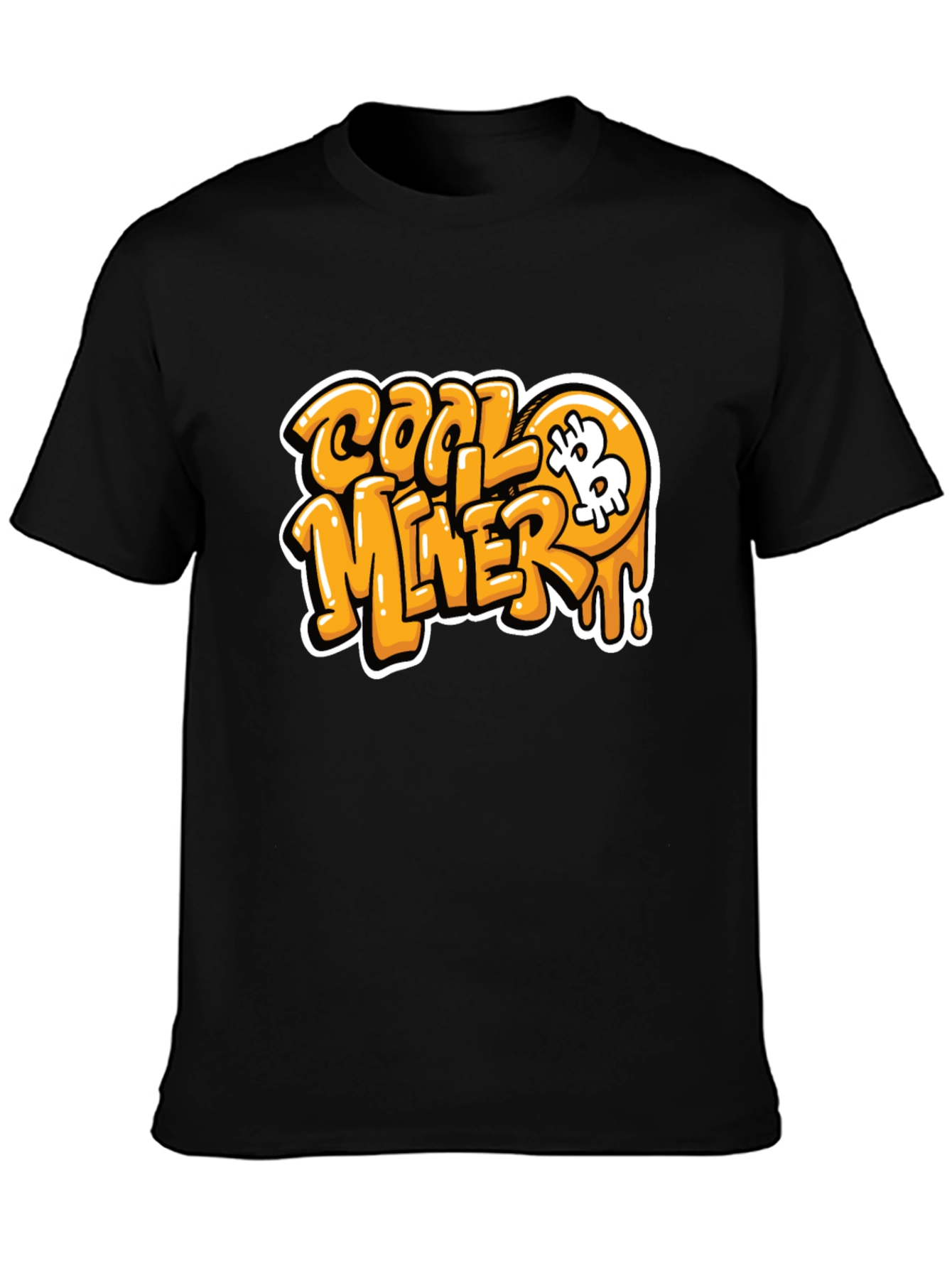 Cool Miner Bitcoin Black Graphic T-Shirt