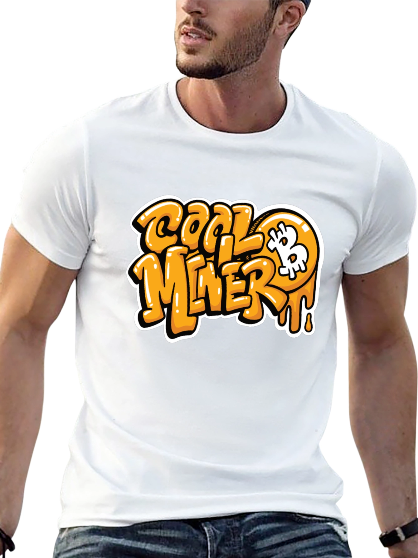 Cool Miner Bitcoin Black Graphic T-Shirt
