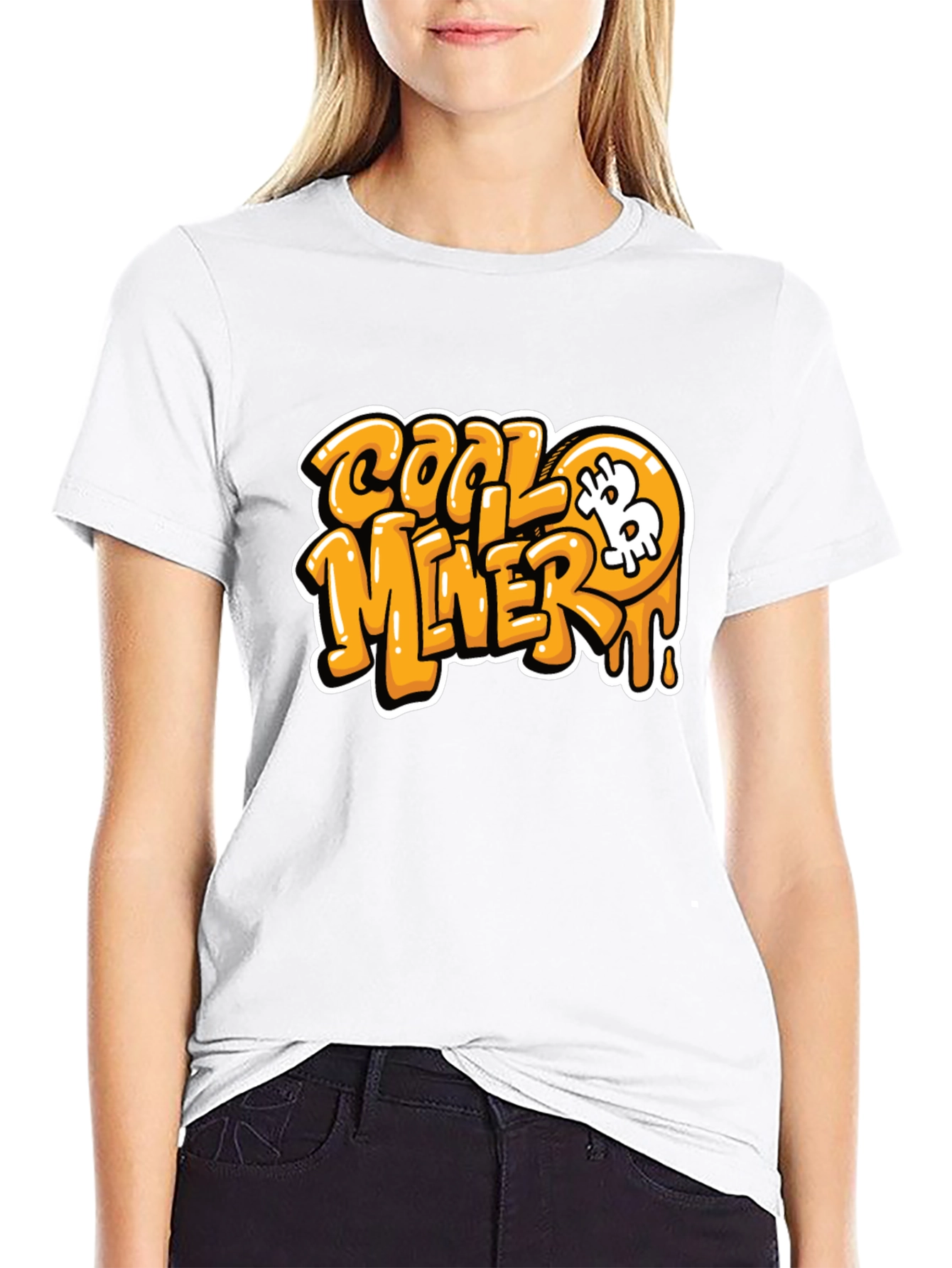 Cool Miner Bitcoin Black Graphic T-Shirt