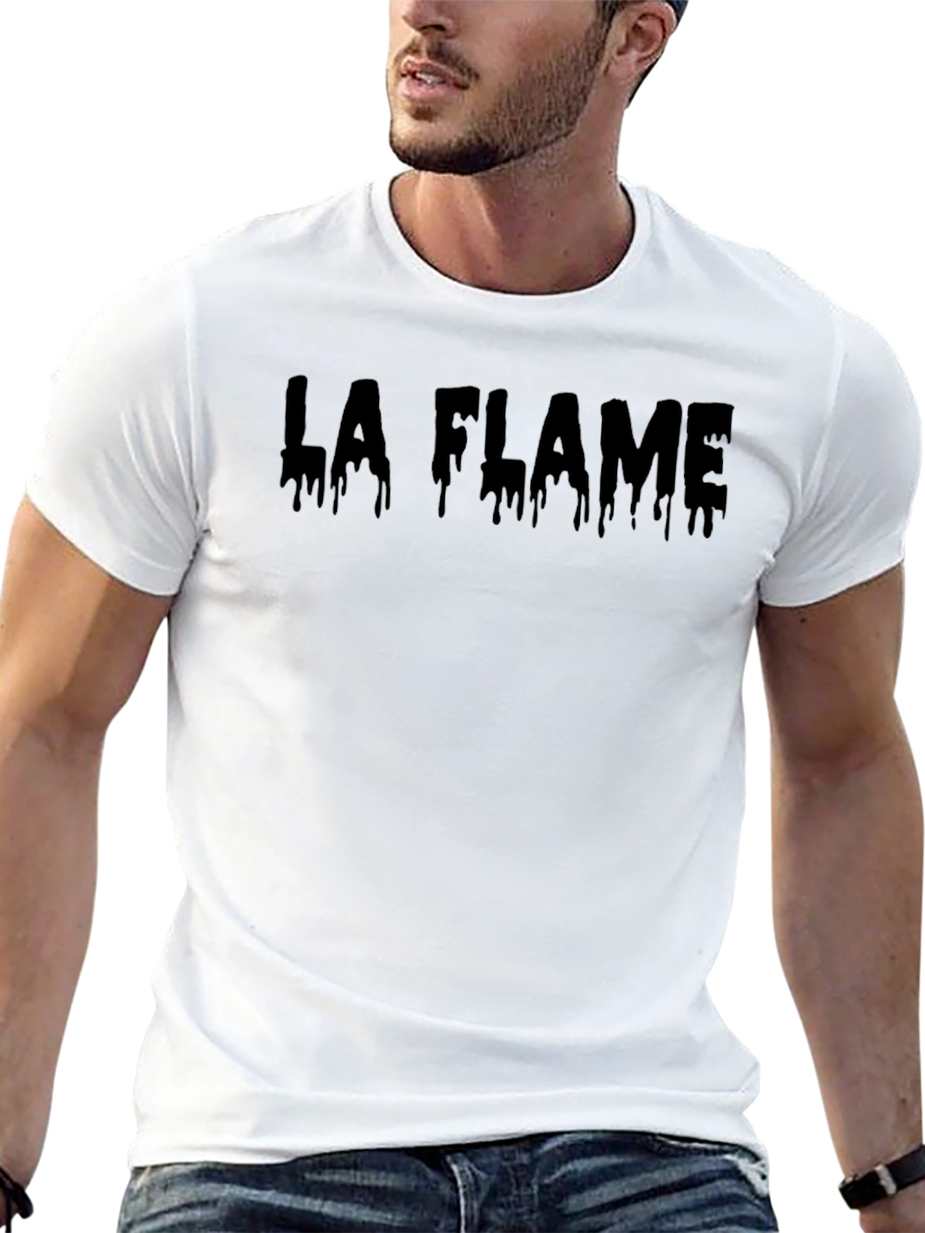 La Flame Dripping Text T-Shirt - Mens Black Tee