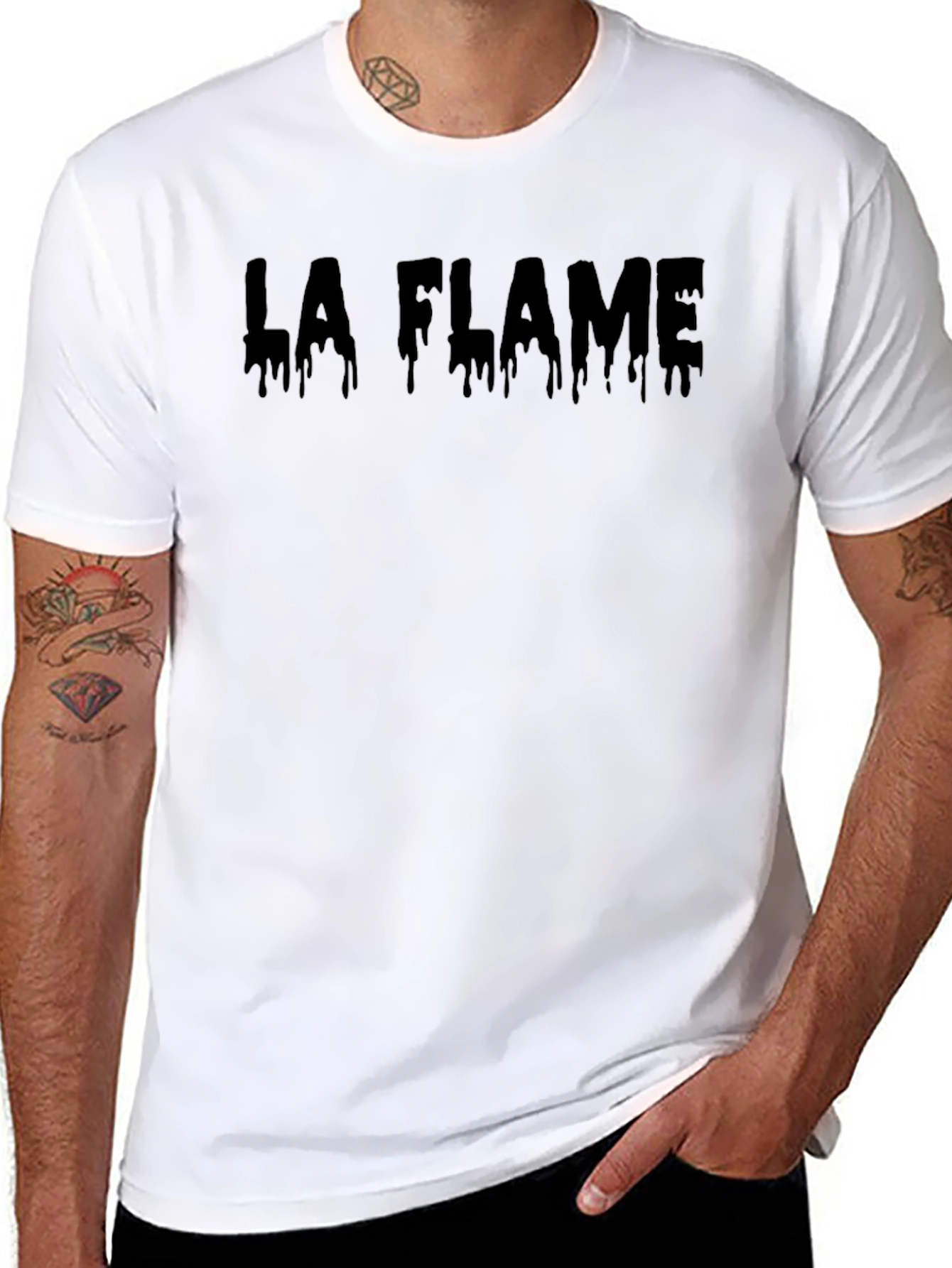 La Flame Dripping Text T-Shirt - Mens Black Tee