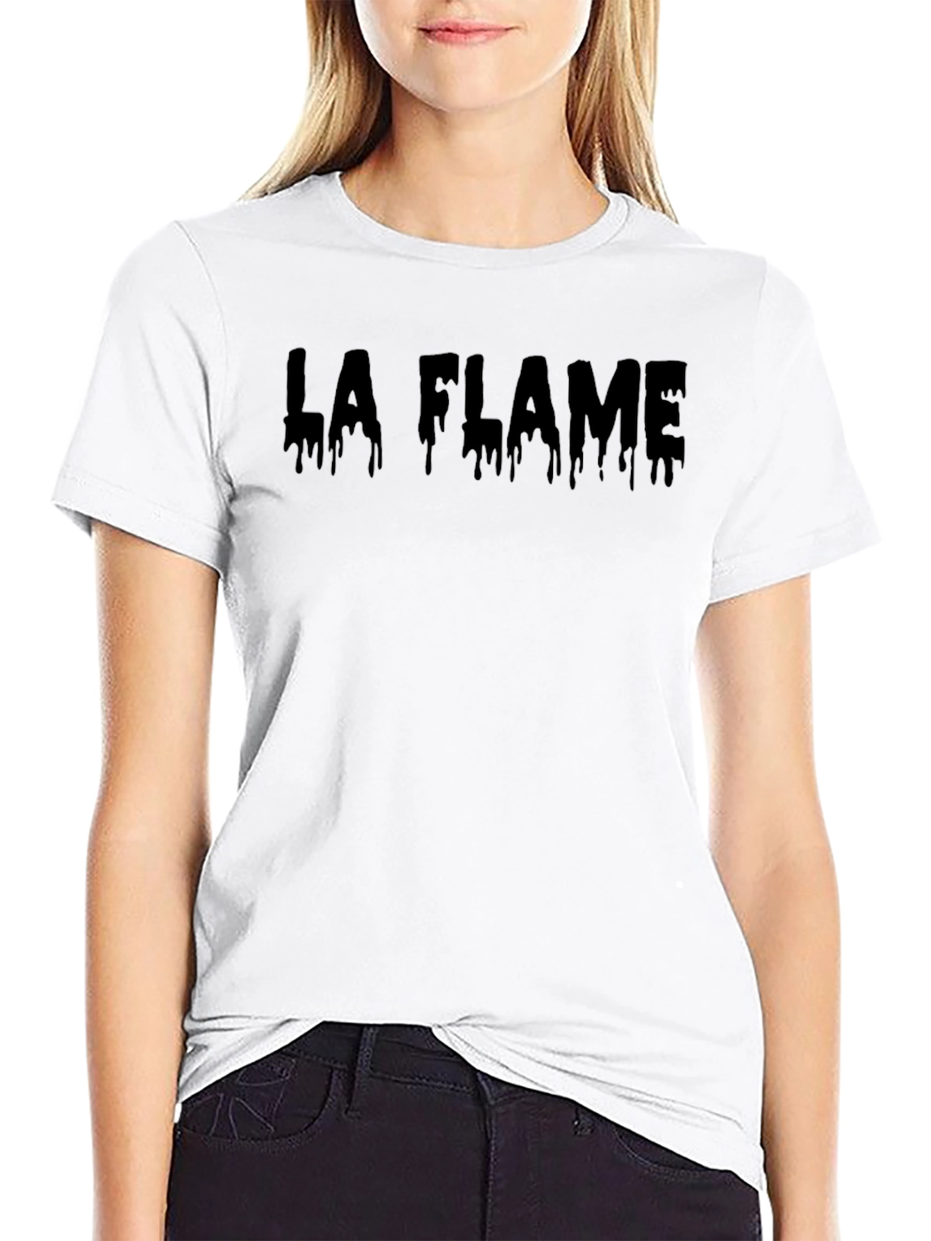 La Flame Dripping Text T-Shirt - Mens Black Tee
