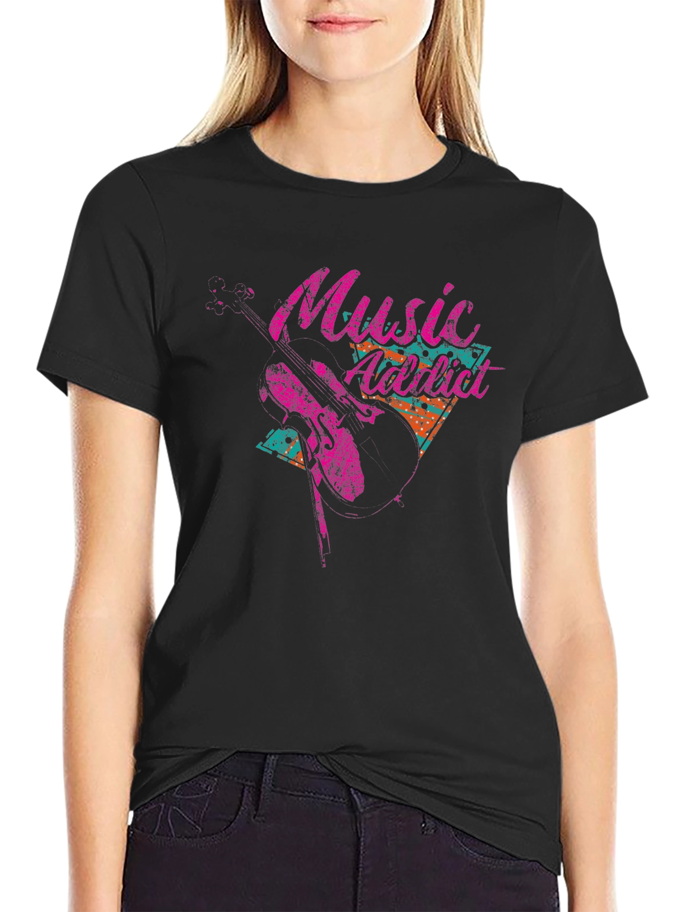 Music Addict Graphic Tee - Black
