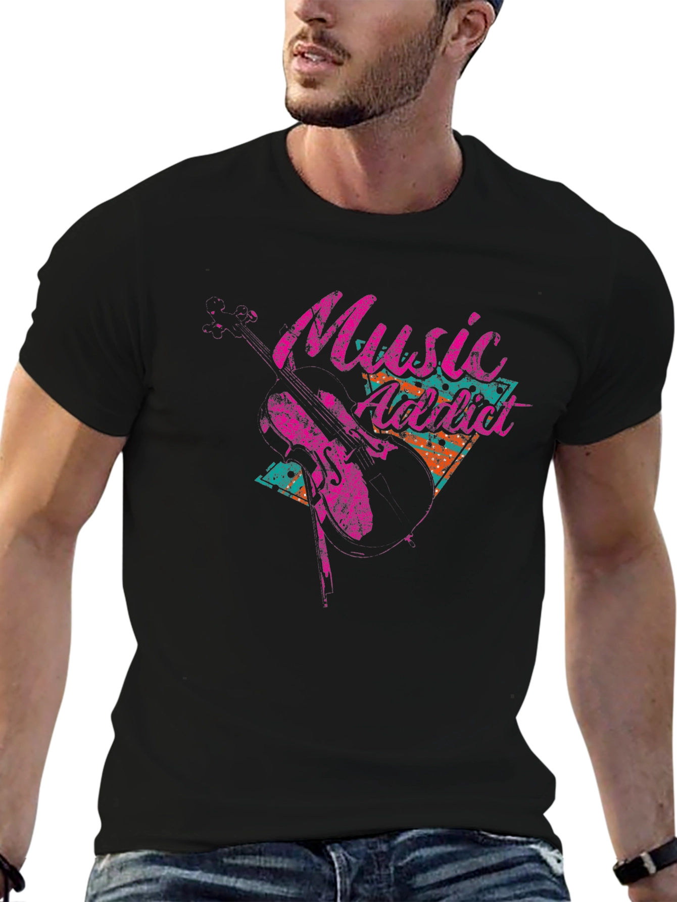 Music Addict Graphic Tee - Black