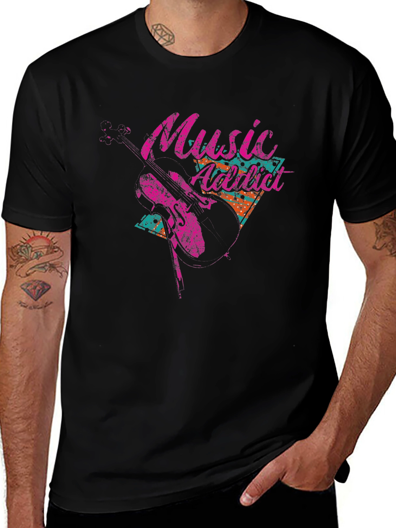 Music Addict Graphic Tee - Black