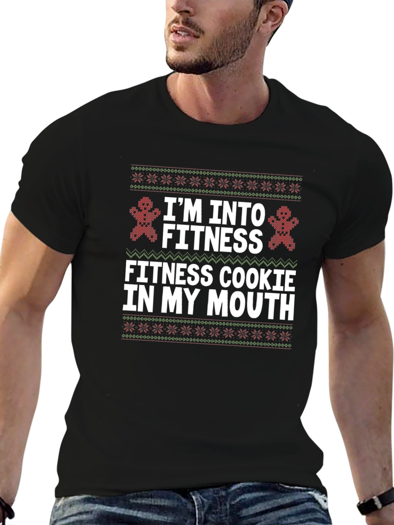 Funny Fitness Cookie Ugly Christmas T-Shirt
