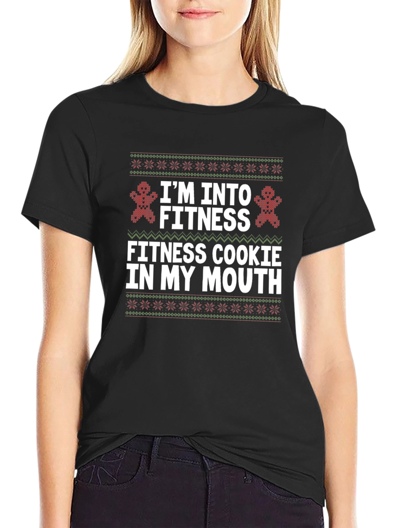 Funny Fitness Cookie Ugly Christmas T-Shirt