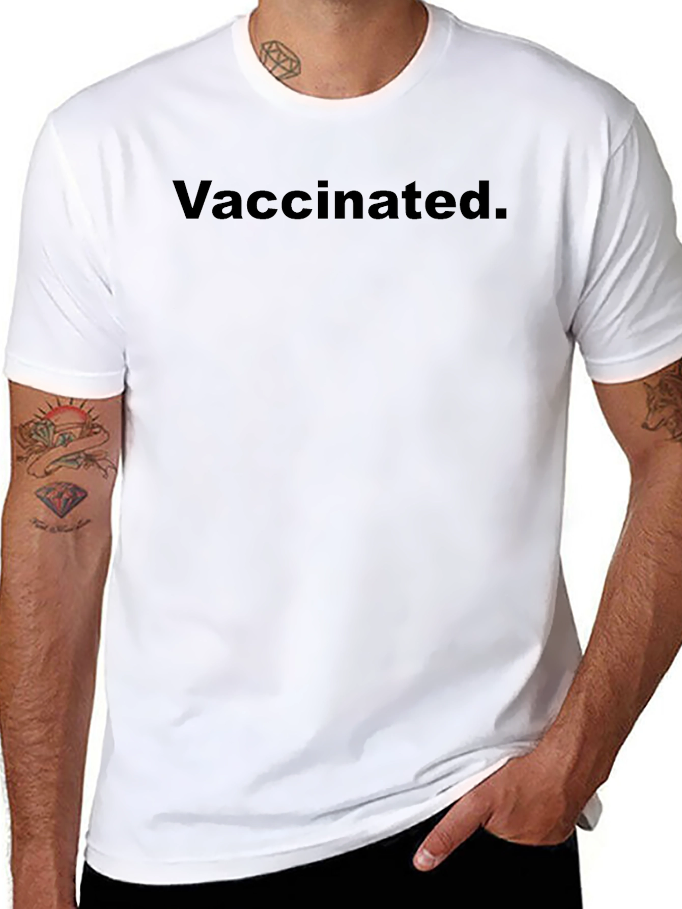 Vaccinated Graphic Tee - Black Cotton Casual T-Shirt