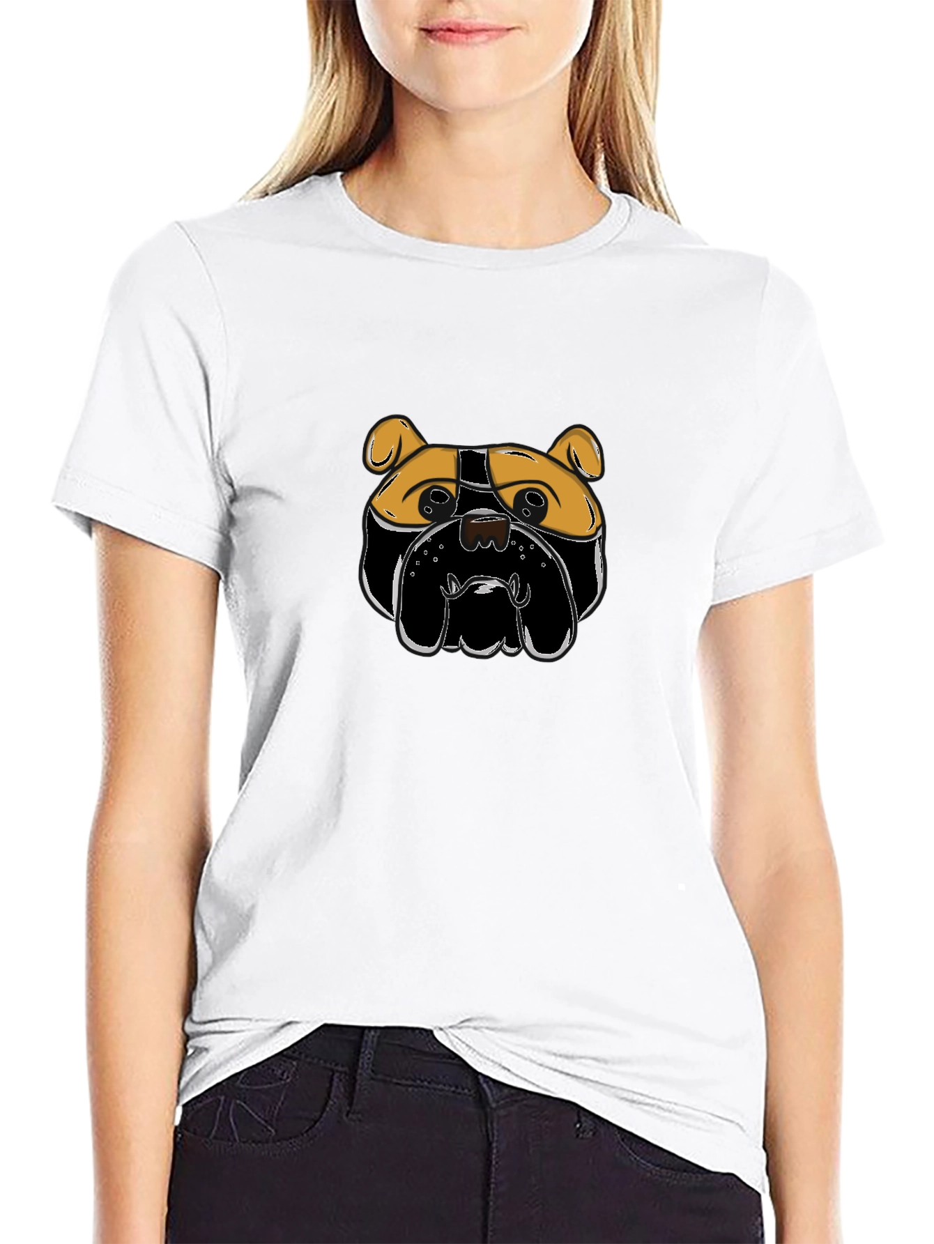 Bulldog Graphic T-Shirt - Black Crew Neck Tee