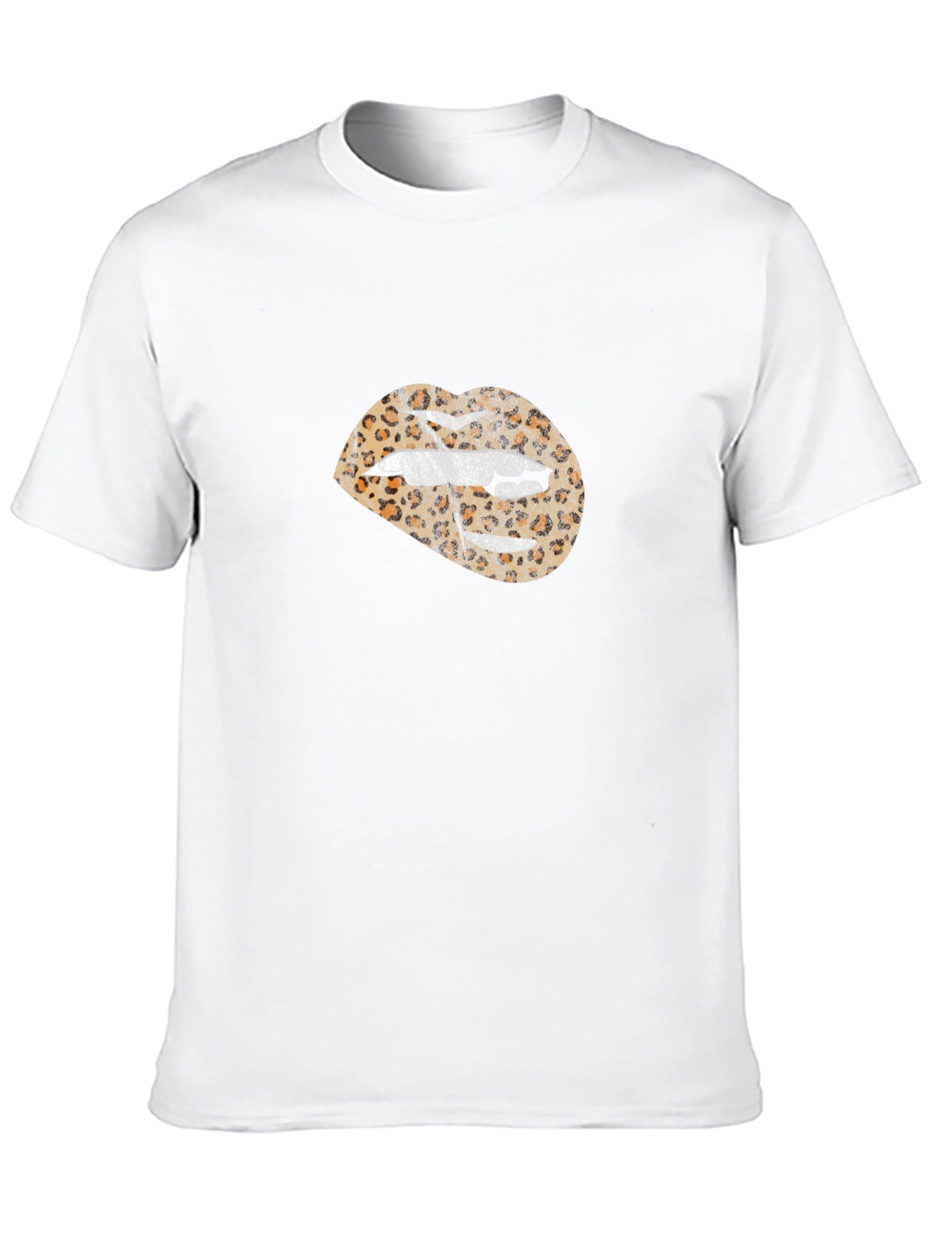 Leopard Print Lips Graphic Tee - Black