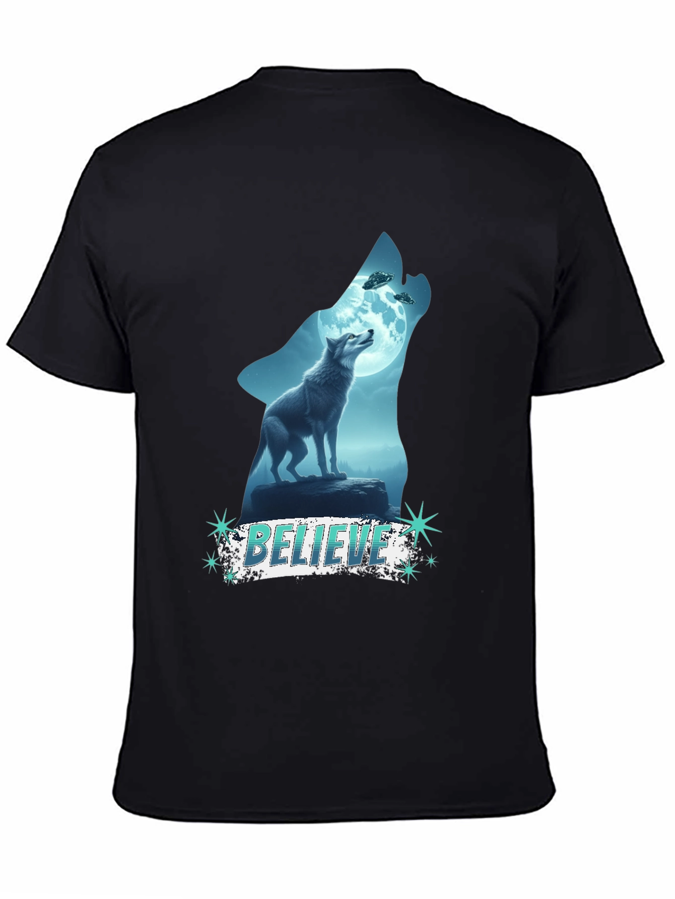 Believe Wolf UFO Graphic Tee