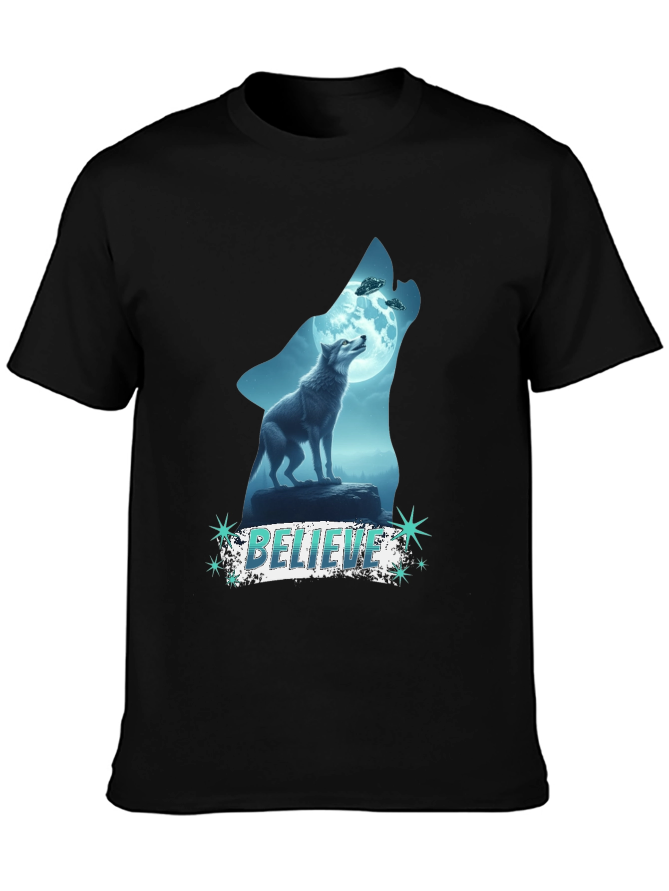 Believe Wolf UFO Graphic Tee