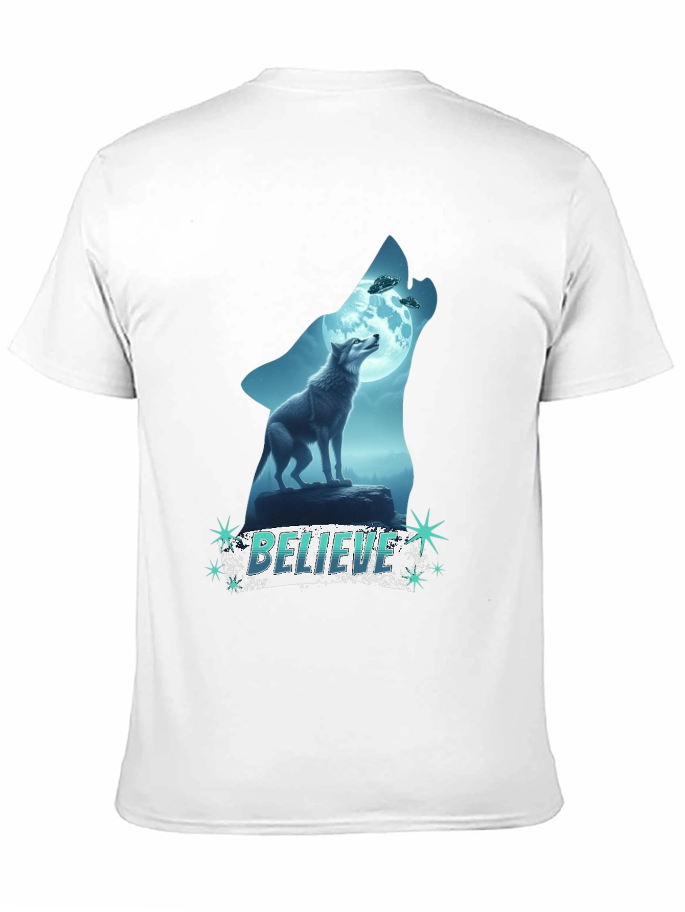 Believe Wolf UFO Graphic Tee