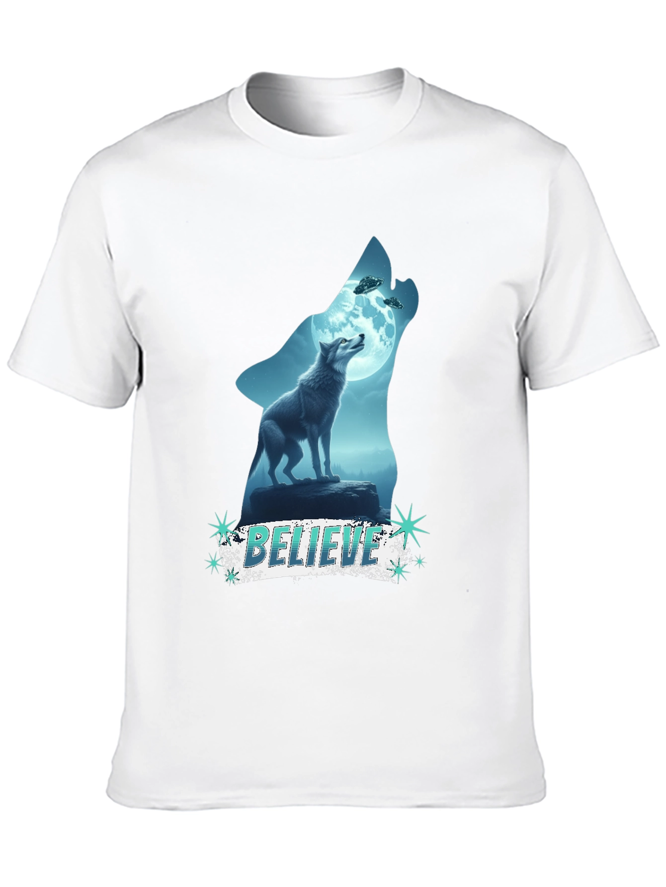 Believe Wolf UFO Graphic Tee