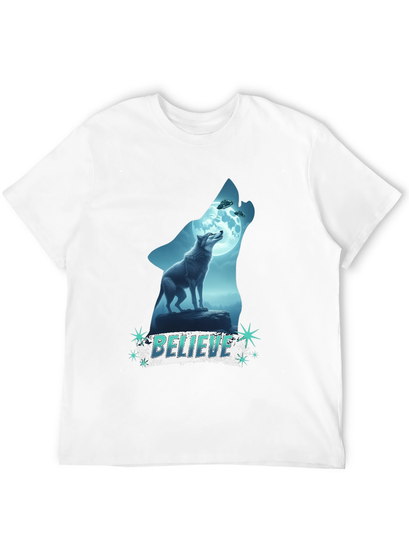 Believe Wolf UFO Graphic Tee