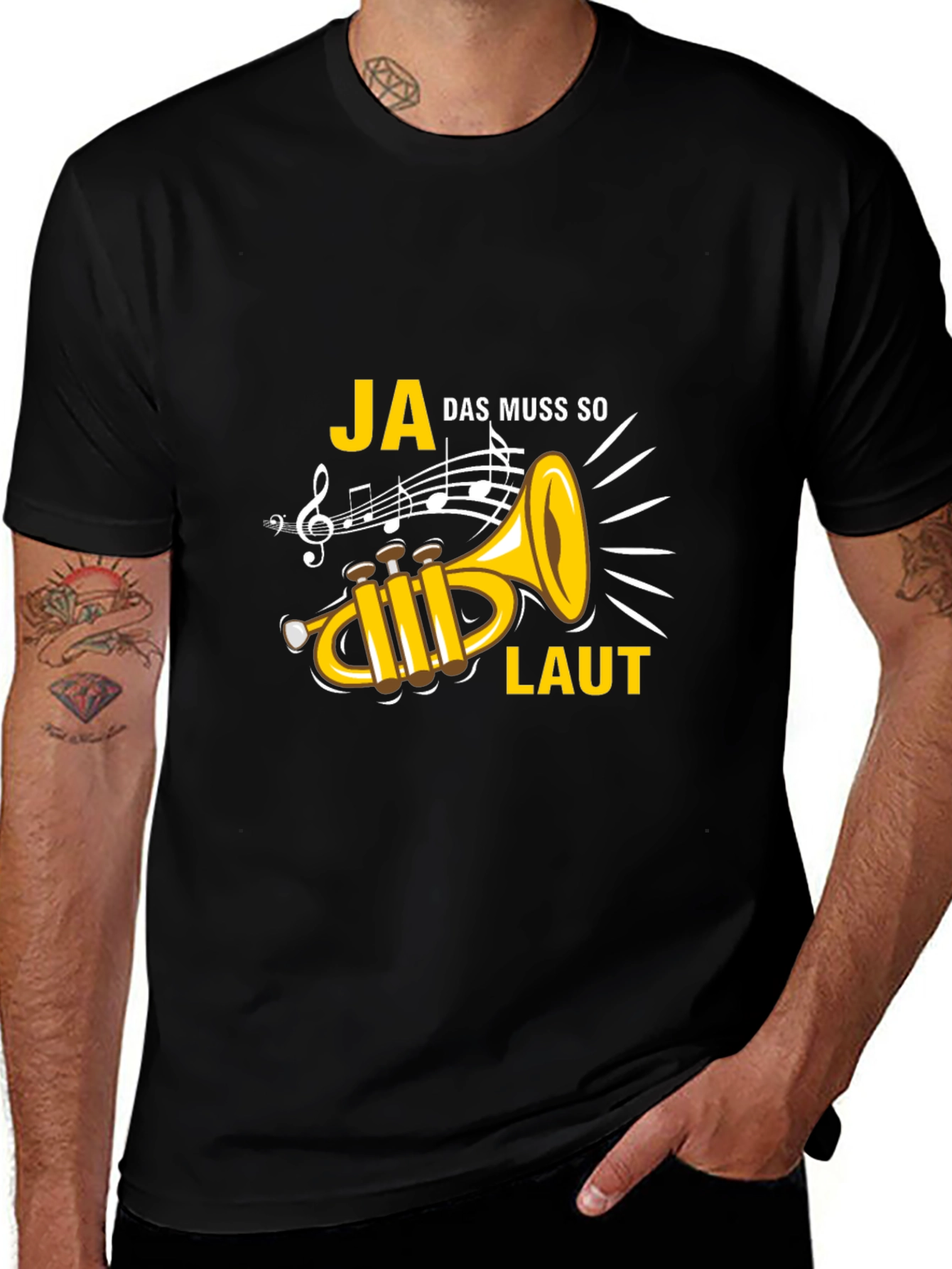 Ja Das Muss So Laut Trumpet Graphic Tee
