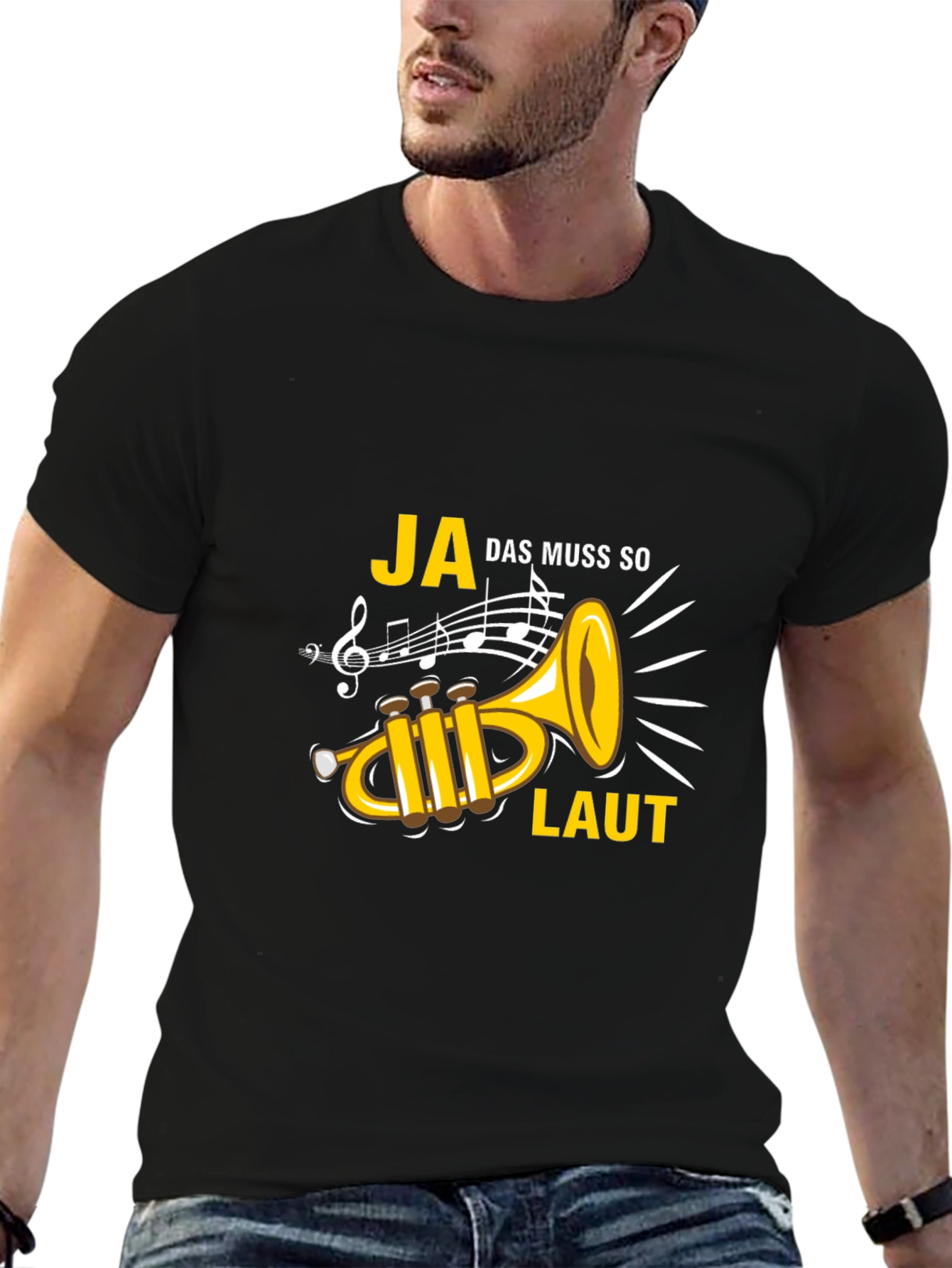 Ja Das Muss So Laut Trumpet Graphic Tee