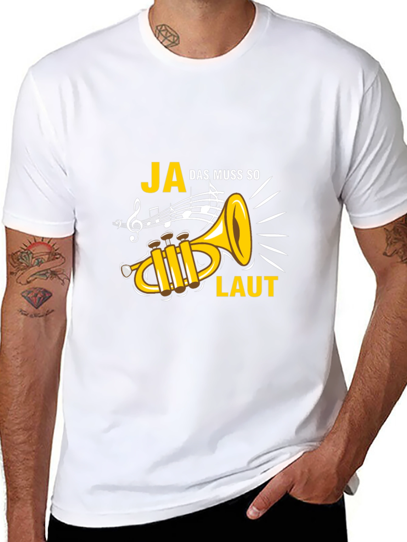Ja Das Muss So Laut Trumpet Graphic Tee
