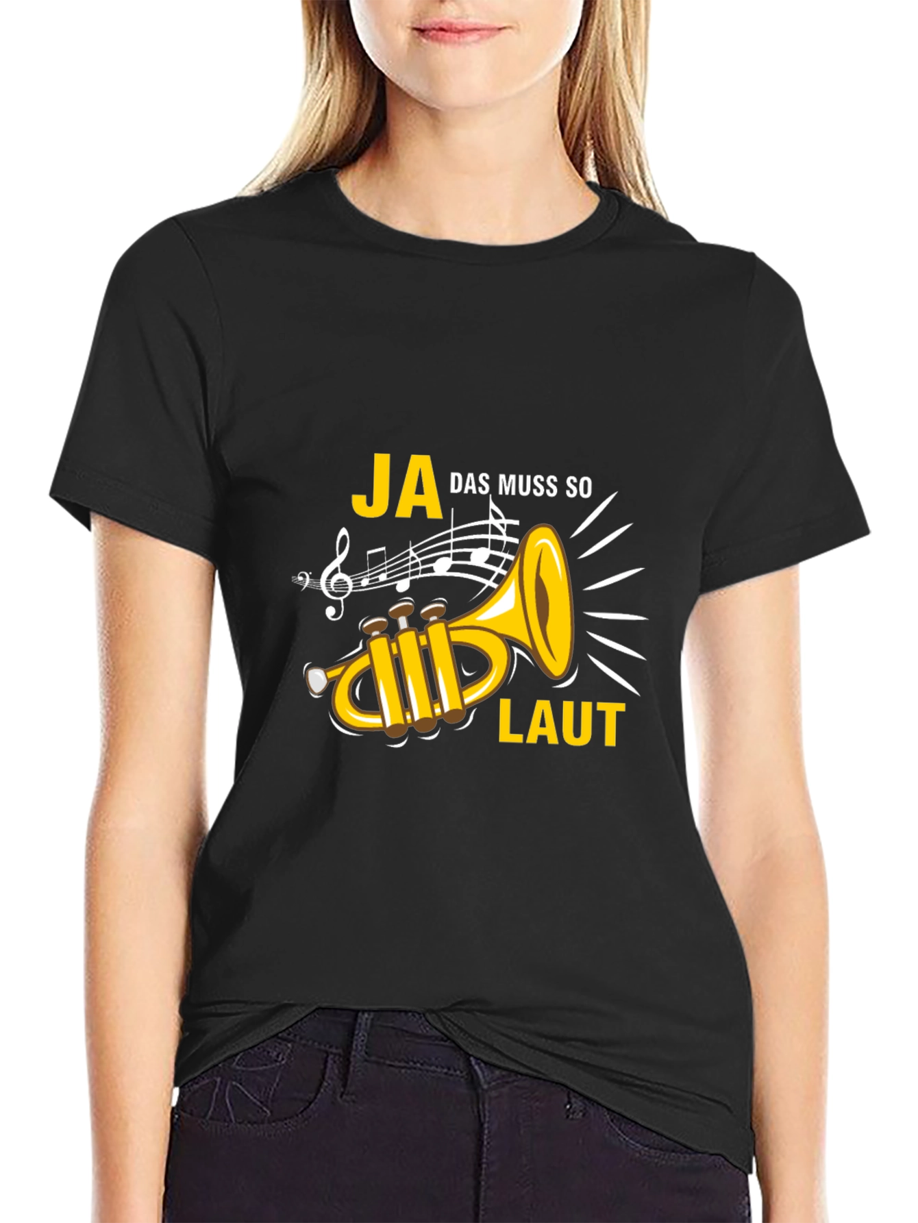 Ja Das Muss So Laut Trumpet Graphic Tee