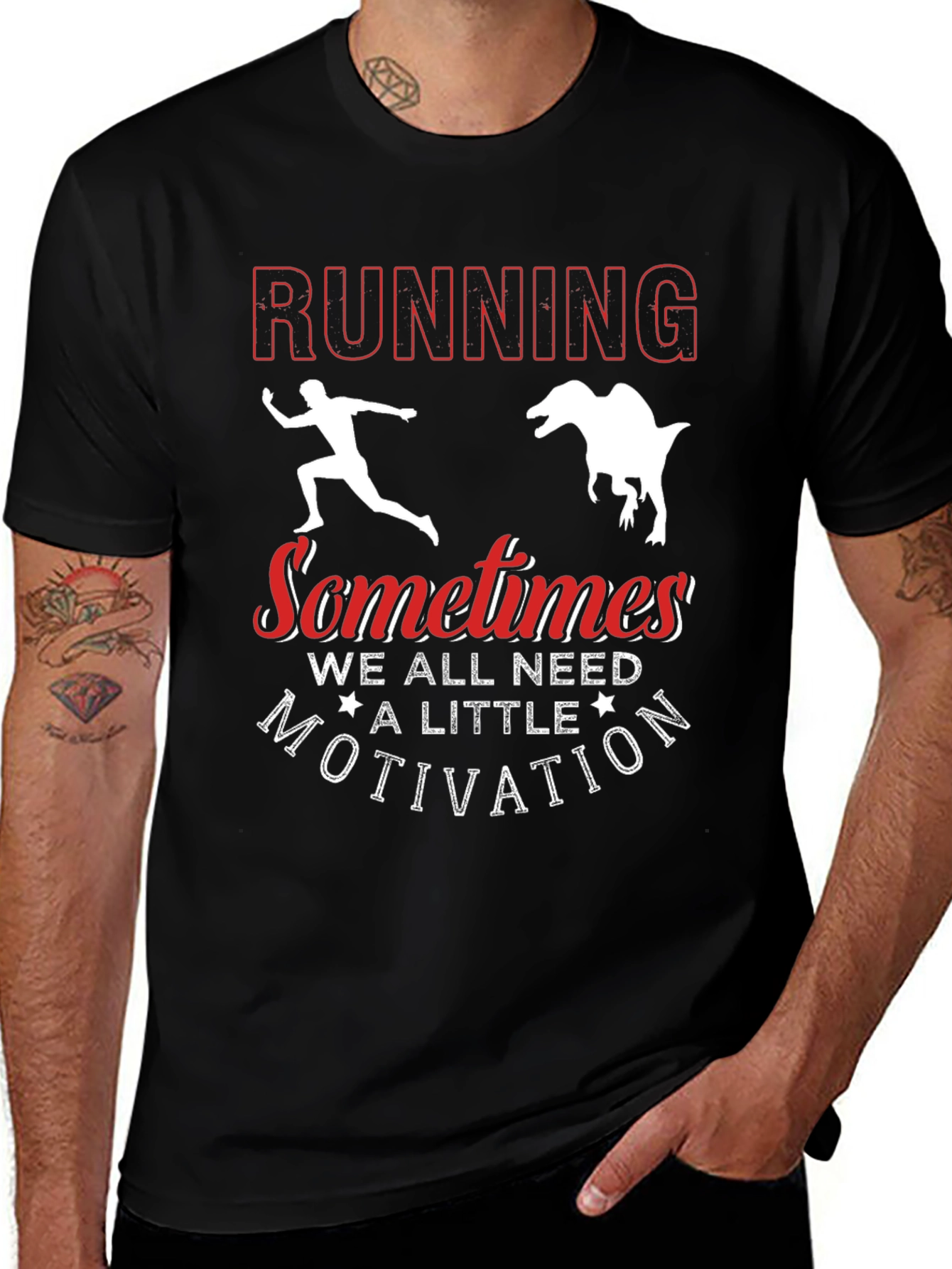 Running from Dinosaur Funny Graphic Tee