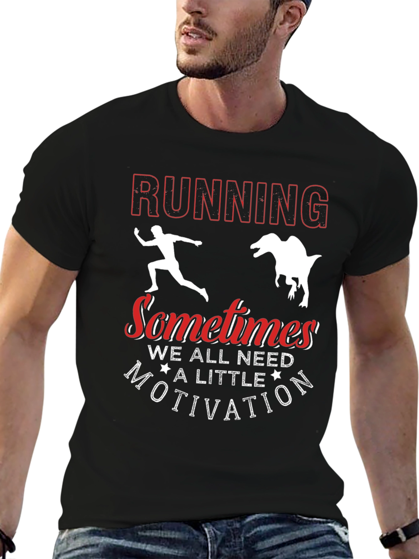 Running from Dinosaur Funny Graphic Tee