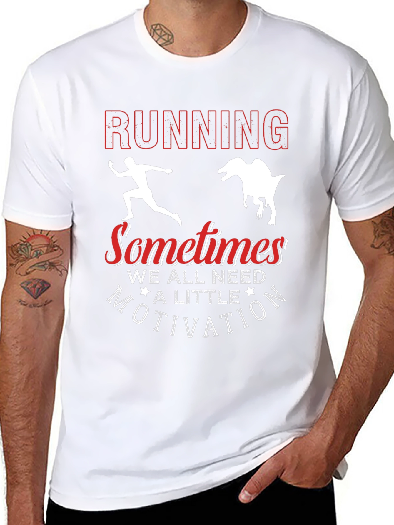 Running from Dinosaur Funny Graphic Tee