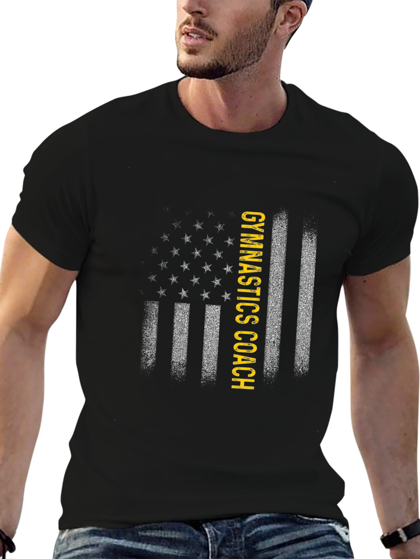Gymnastics Coach T-Shirt - American Flag Design