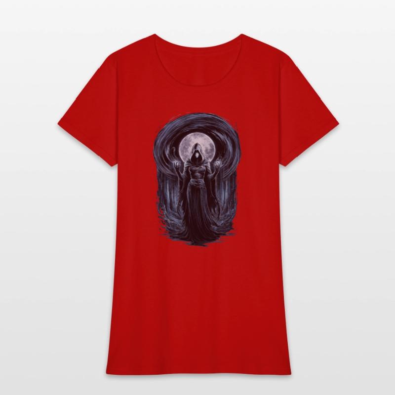 Enigmatic Sorceress Under the Moonlit Forest