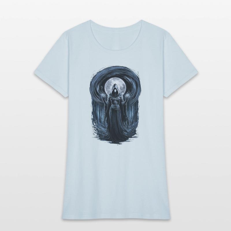 Enigmatic Sorceress Under the Moonlit Forest