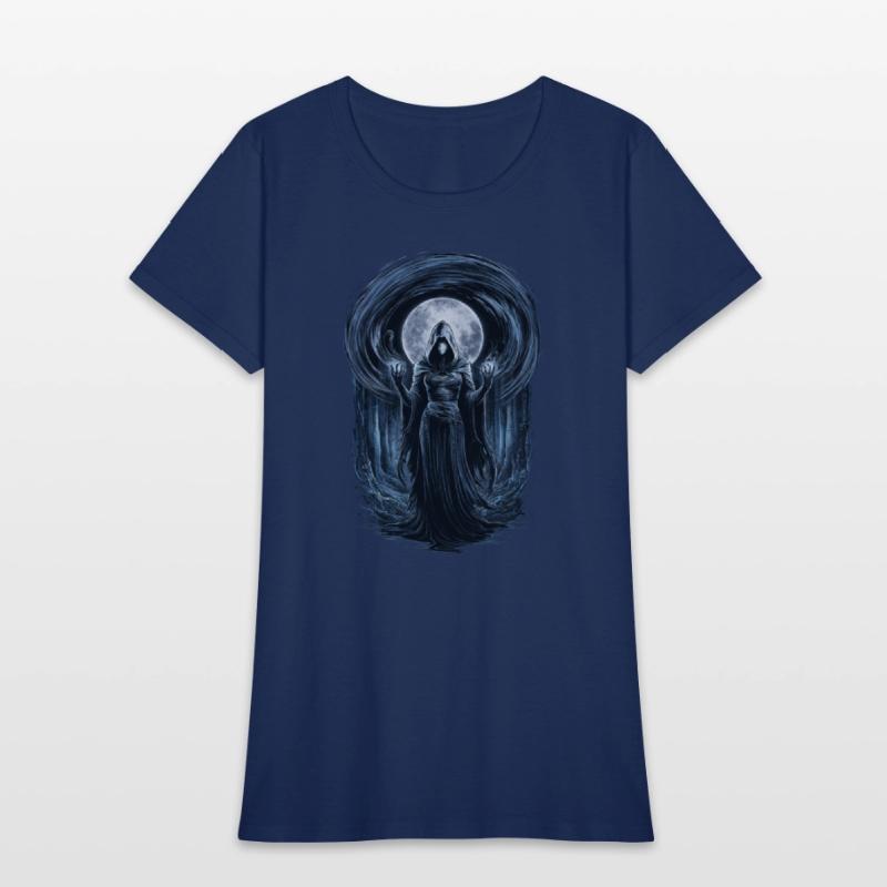 Enigmatic Sorceress Under the Moonlit Forest