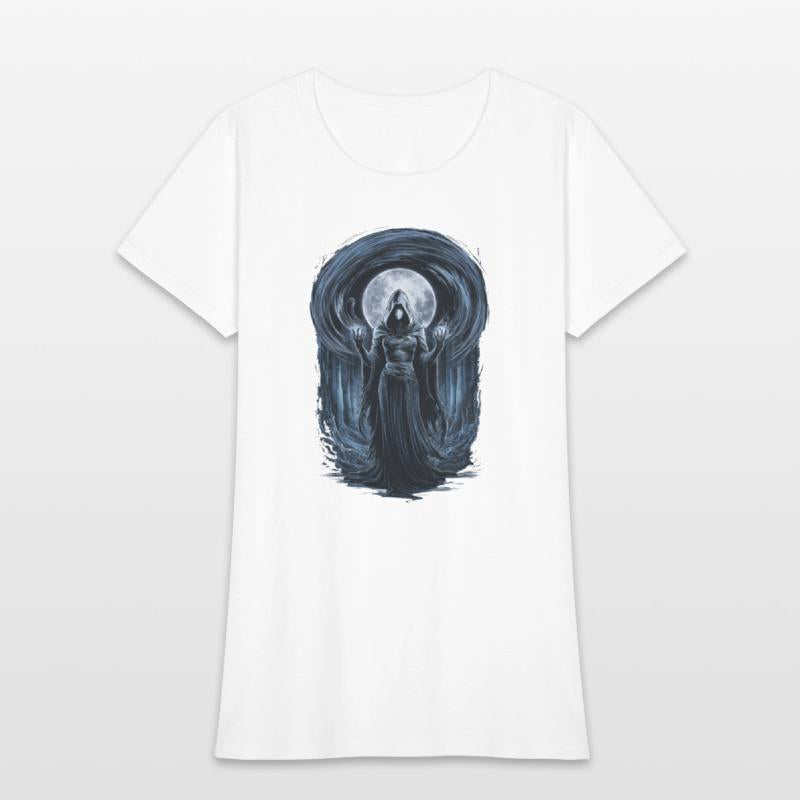 Enigmatic Sorceress Under the Moonlit Forest