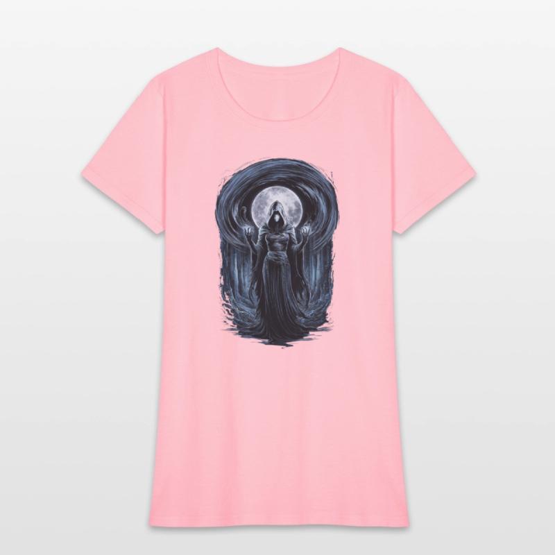 Enigmatic Sorceress Under the Moonlit Forest