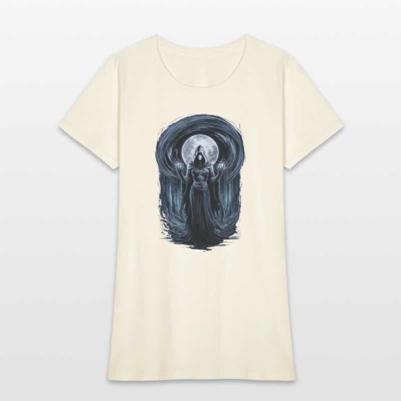 Enigmatic Sorceress Under the Moonlit Forest