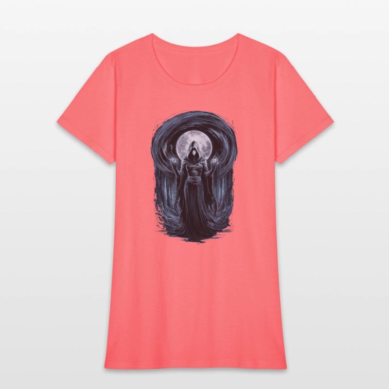 Enigmatic Sorceress Under the Moonlit Forest