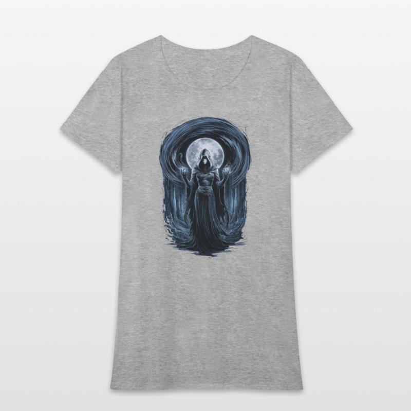 Enigmatic Sorceress Under the Moonlit Forest