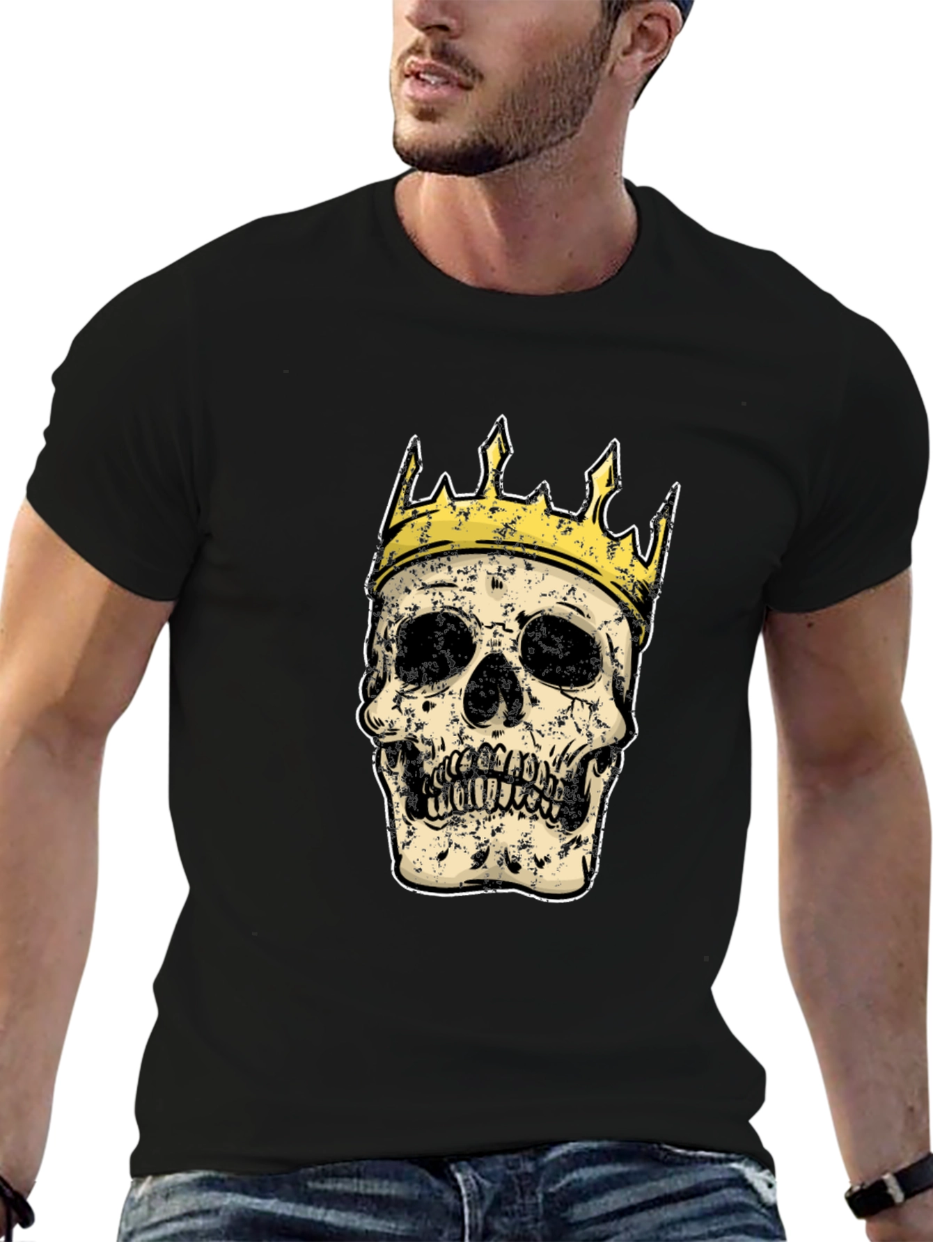 Skull King Graphic Tee - Black Cotton T-Shirt