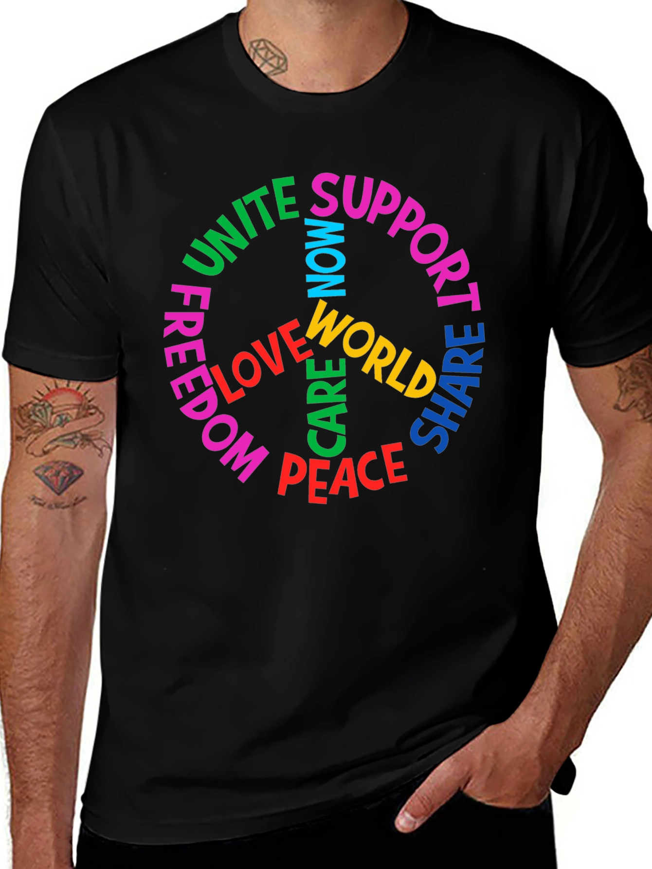 Peace Symbol T-Shirt: Unite Support Love