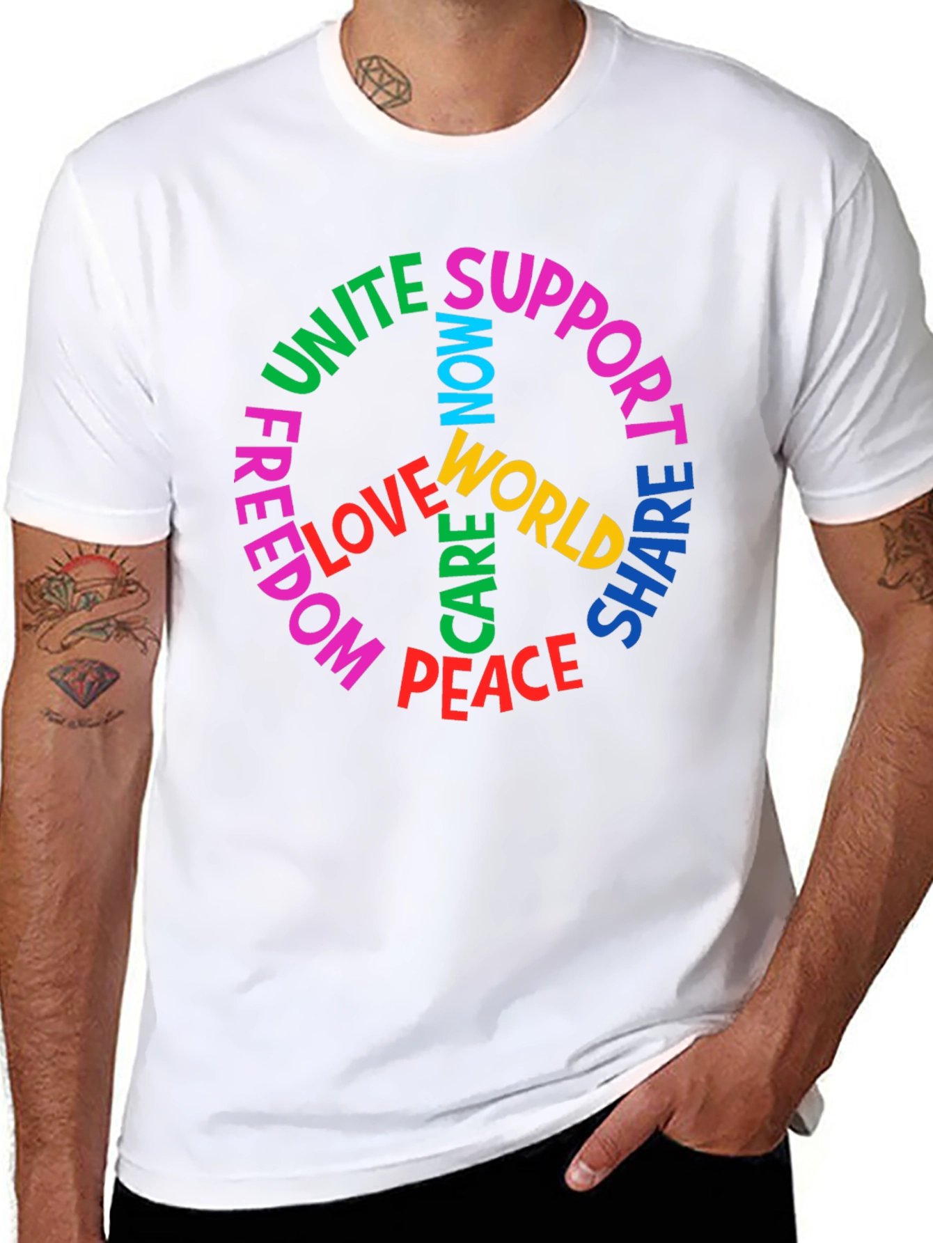 Peace Symbol T-Shirt: Unite Support Love