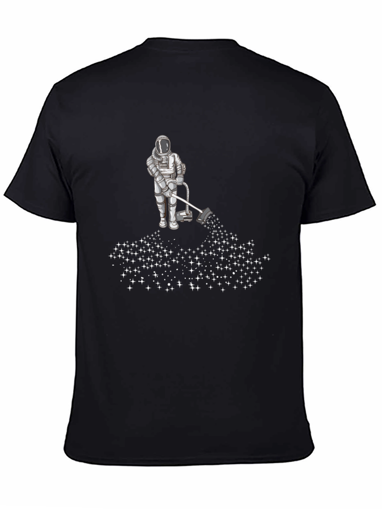 Astronaut Vacuuming Stars Graphic Tee - Black