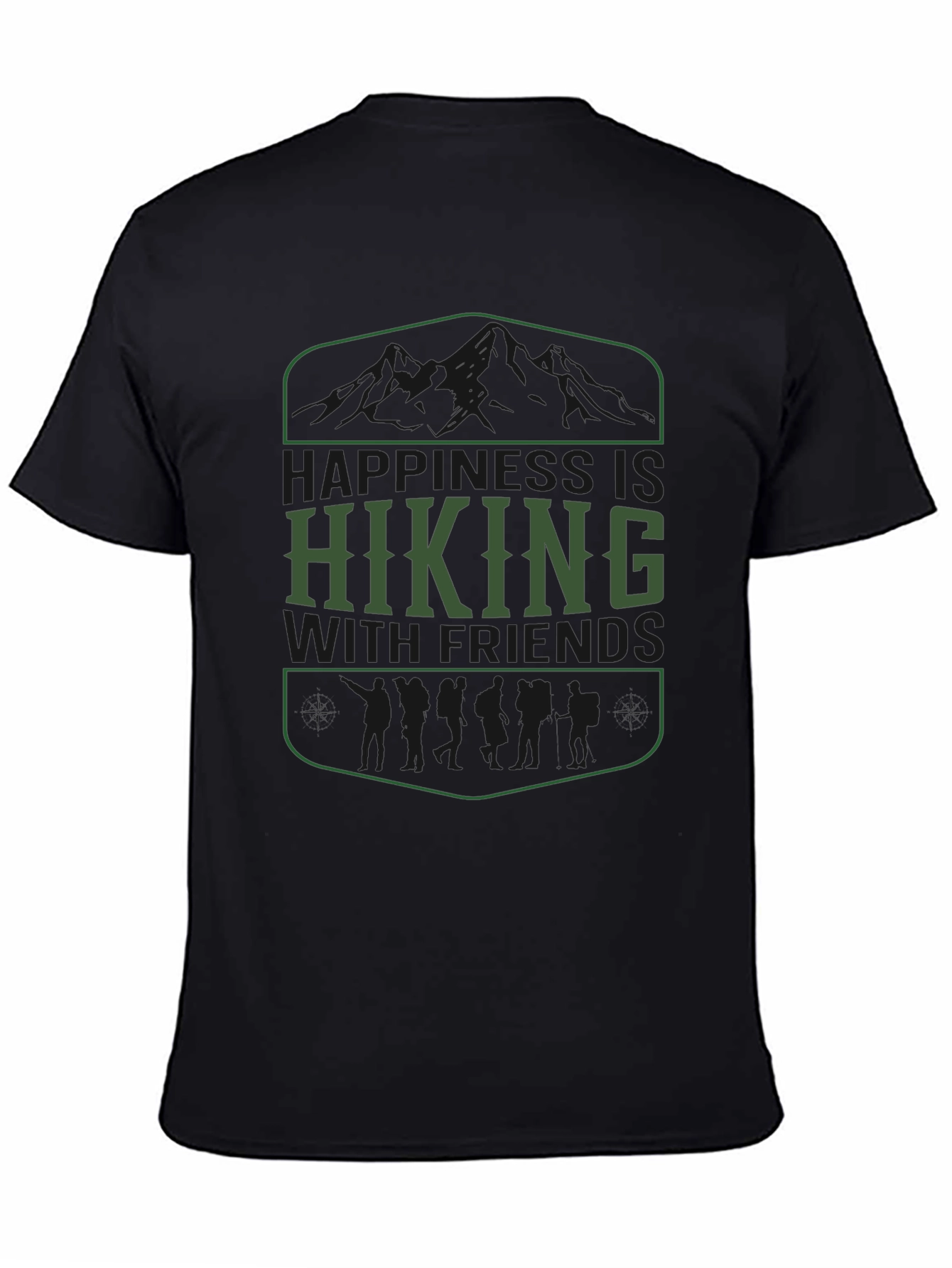 Hiking with Friends Graphic Tee - Black Cotton