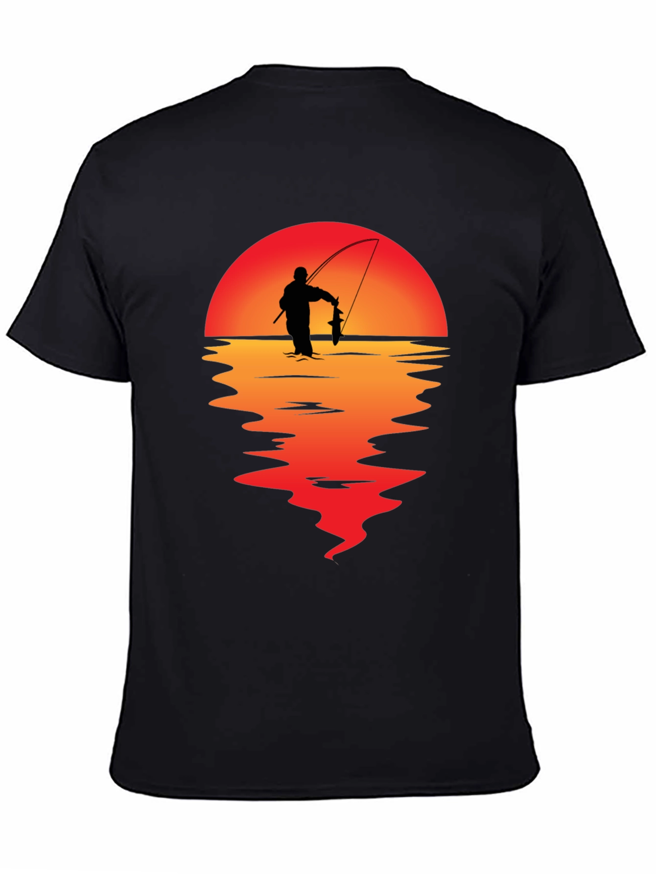 Fisherman Sunset Graphic Tee - Black