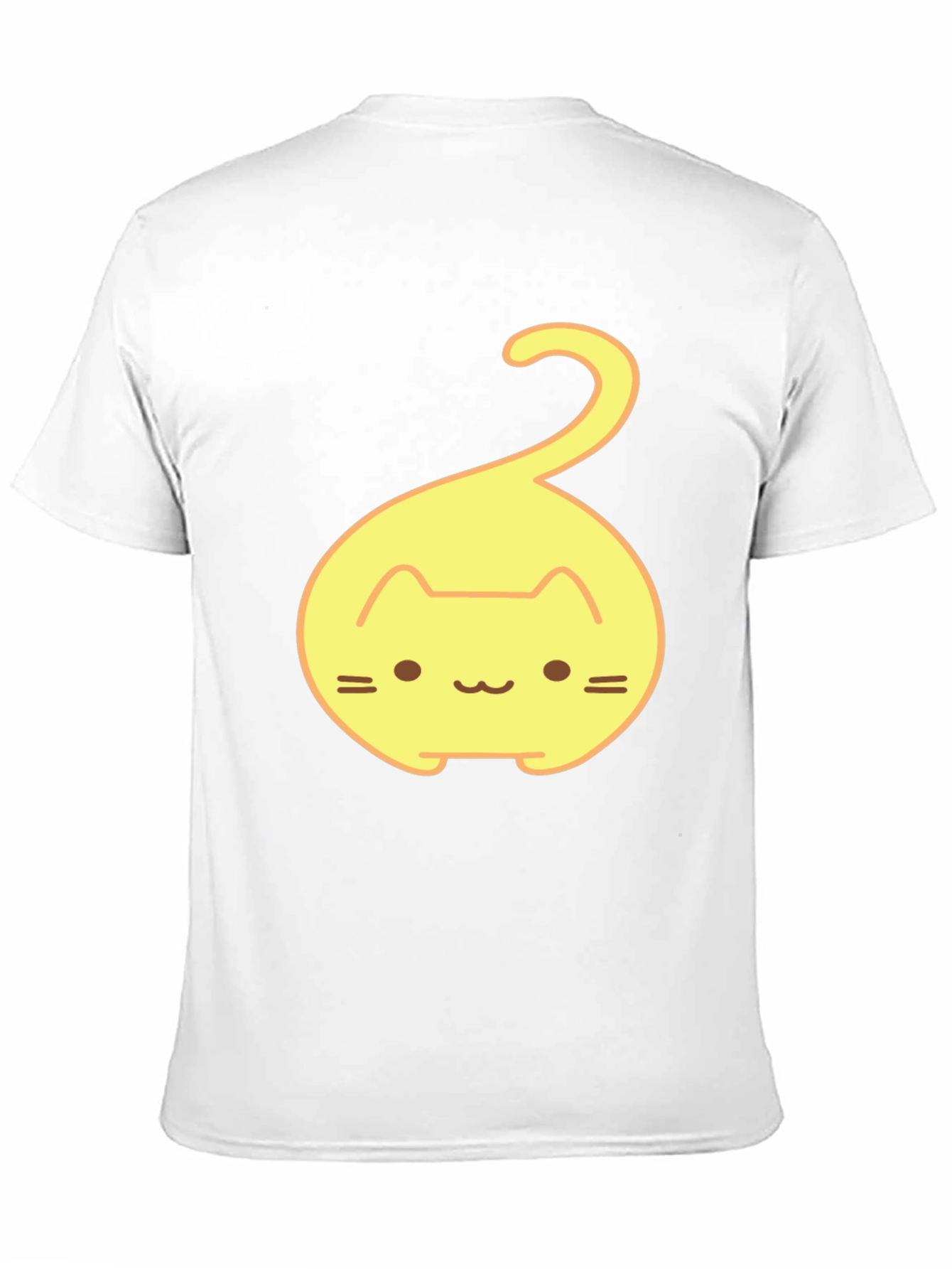 Cute Yellow Cat Tail Graphic T-Shirt - Black