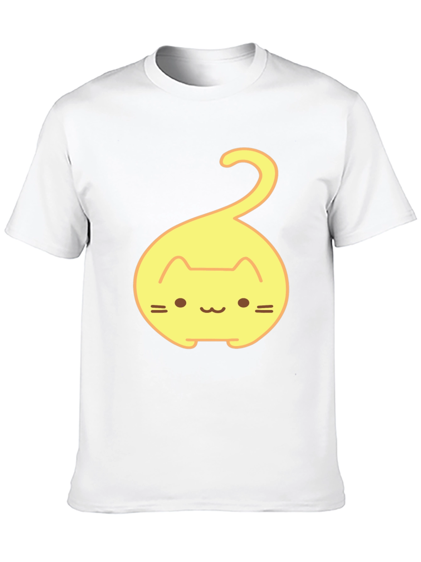 Cute Yellow Cat Tail Graphic T-Shirt - Black