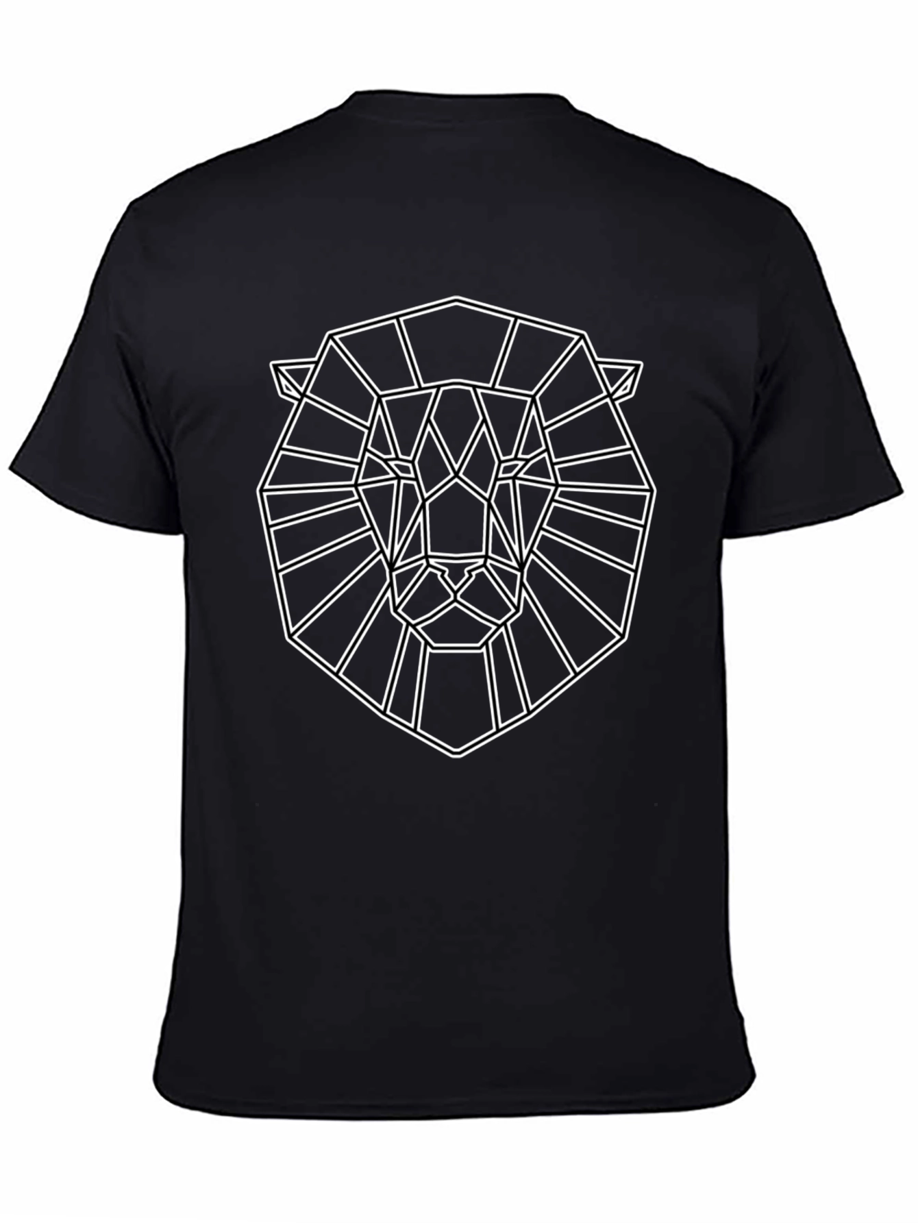 Geometric Lion Graphic Tee - Black