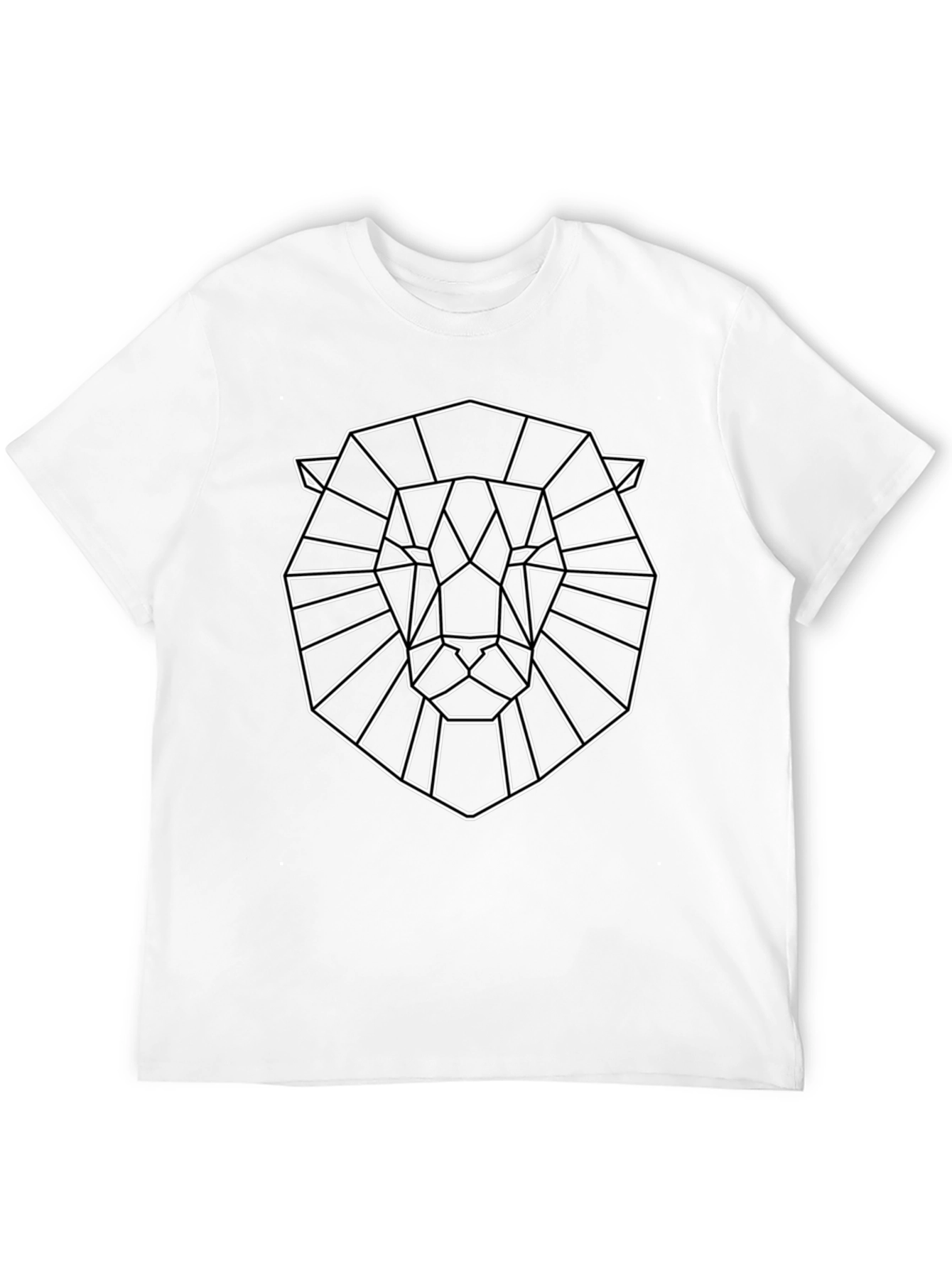 Geometric Lion Graphic Tee - Black