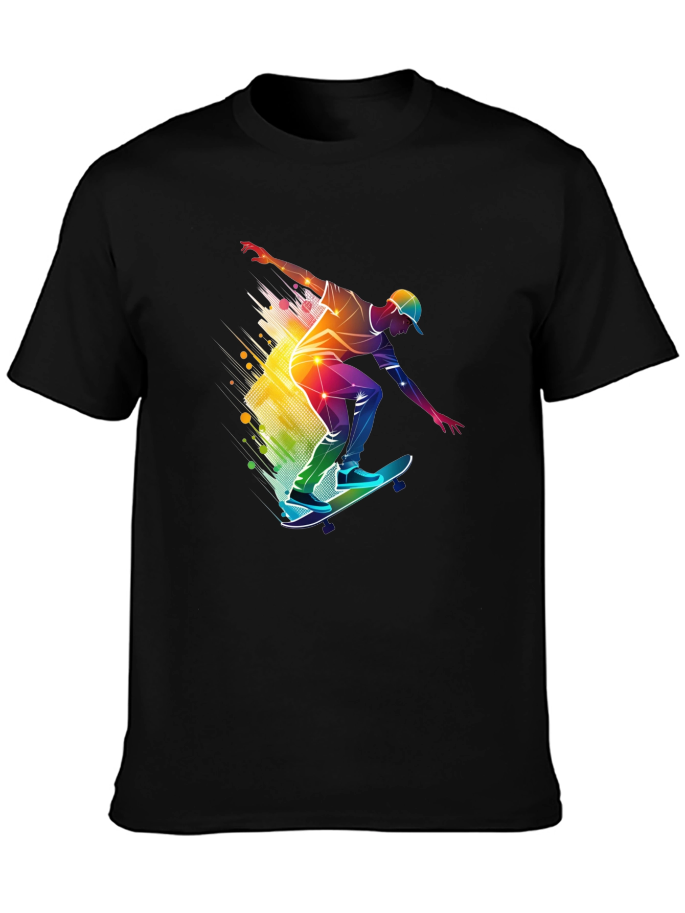 Skater Graphic Black T-Shirt - Vibrant Style