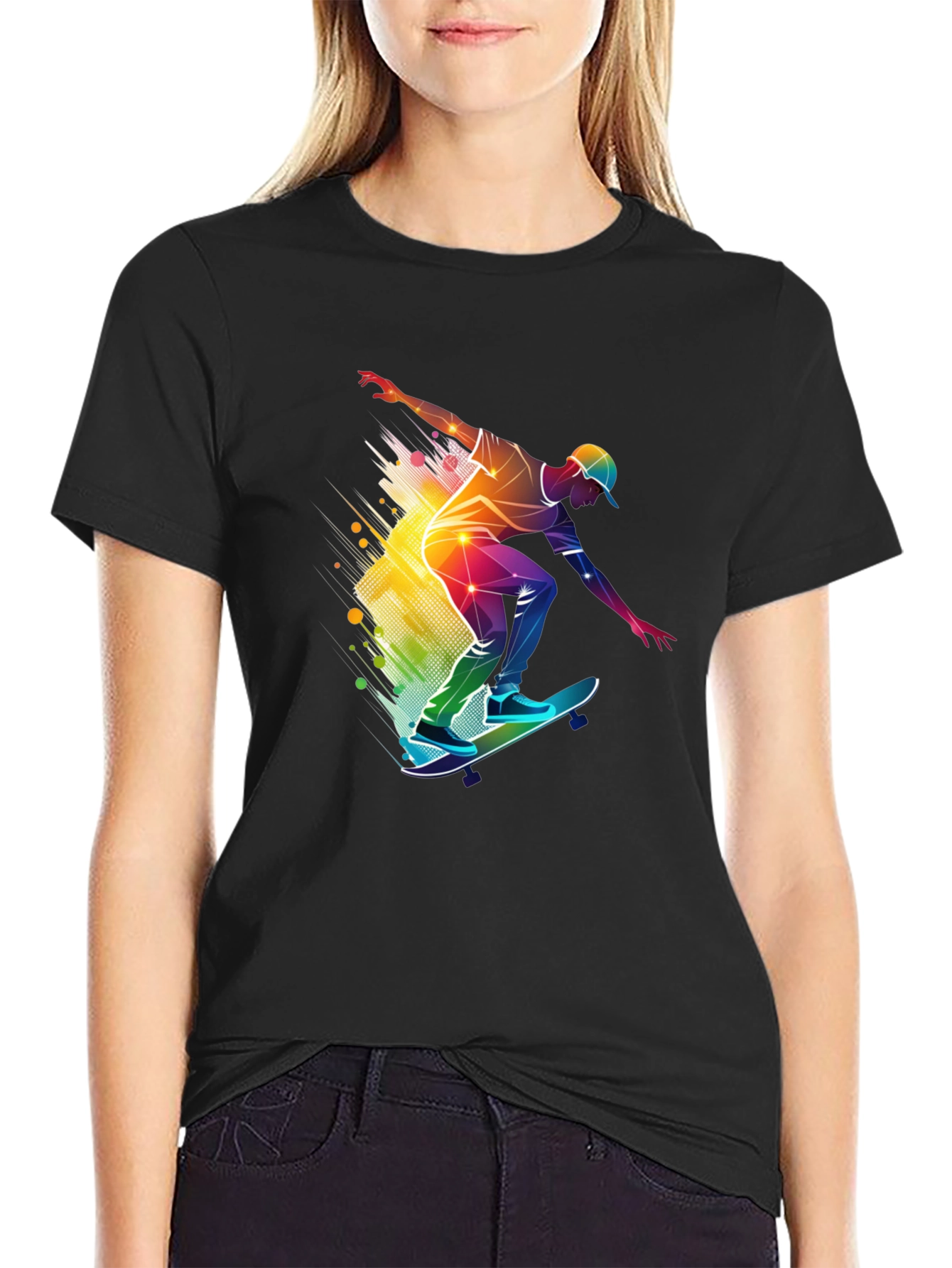 Skater Graphic Black T-Shirt - Vibrant Style