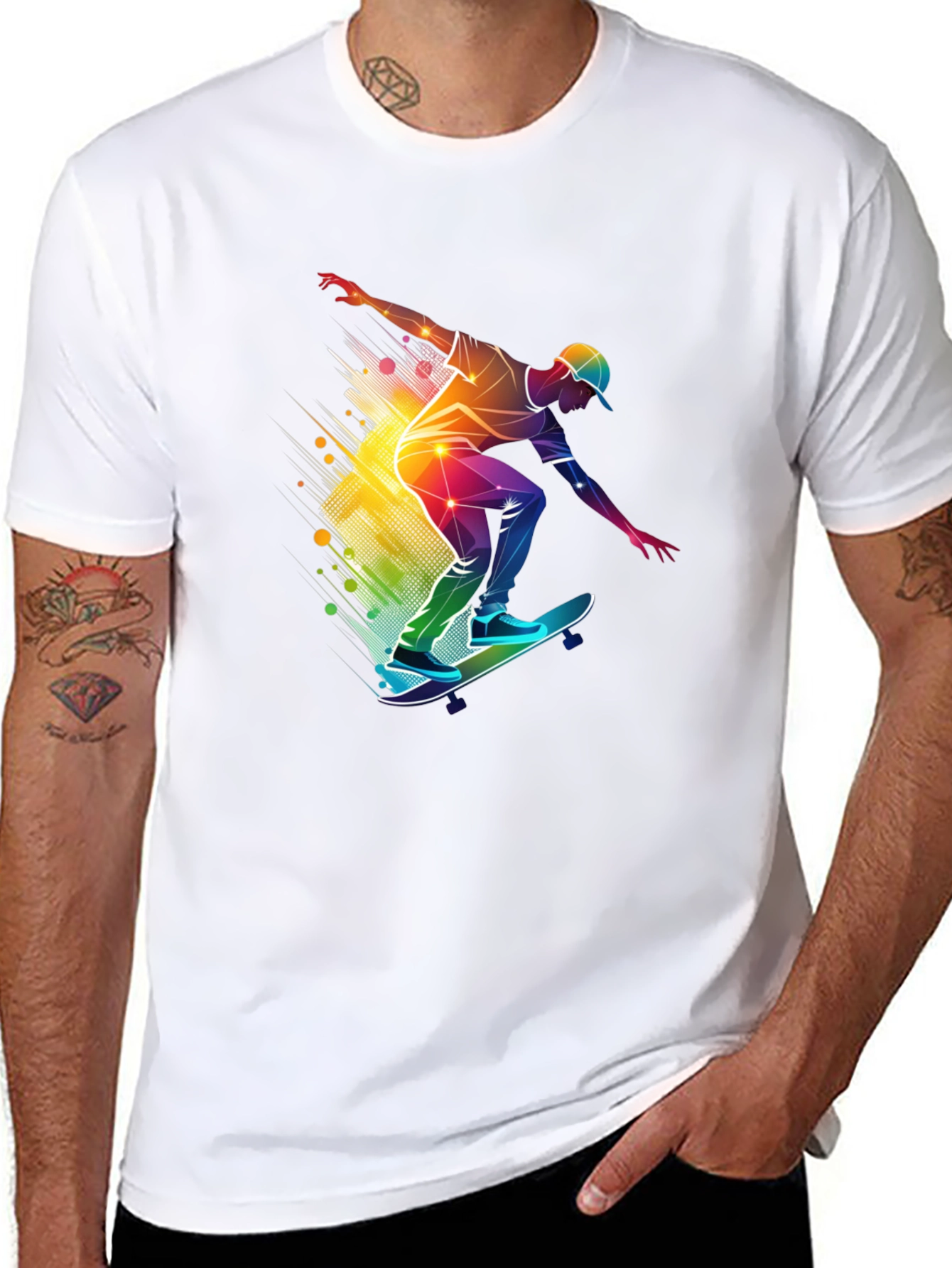 Skater Graphic Black T-Shirt - Vibrant Style