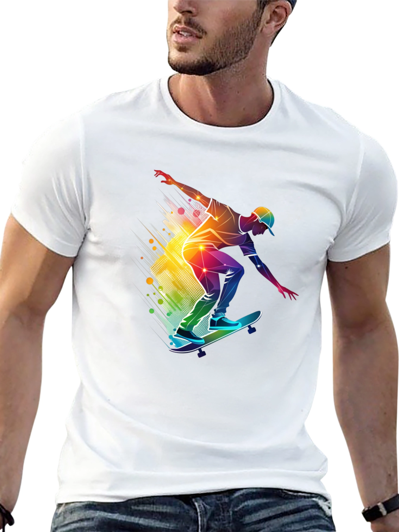 Skater Graphic Black T-Shirt - Vibrant Style