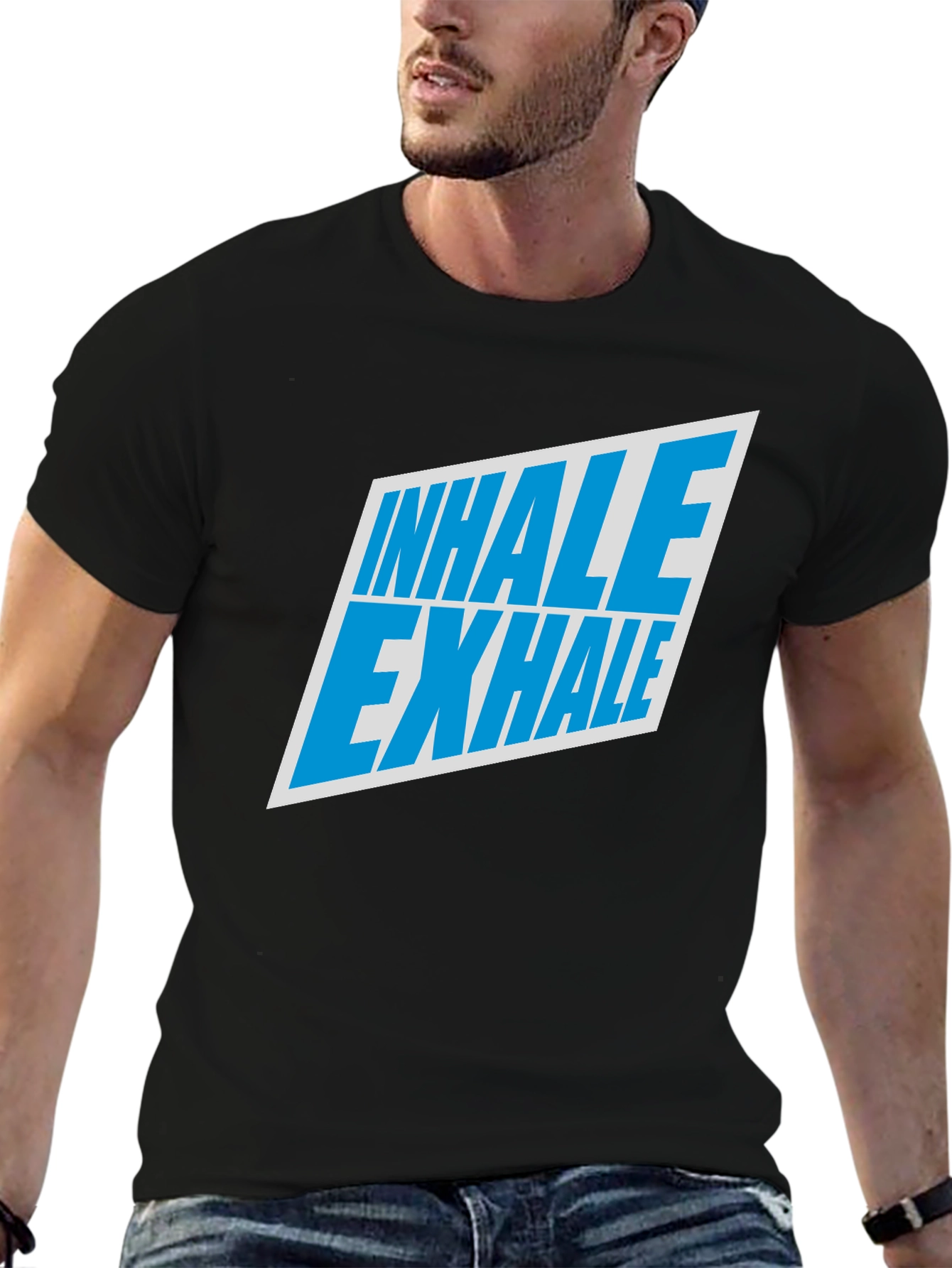 Inhale Exhale Graphic Tee - Black Cotton T-Shirt